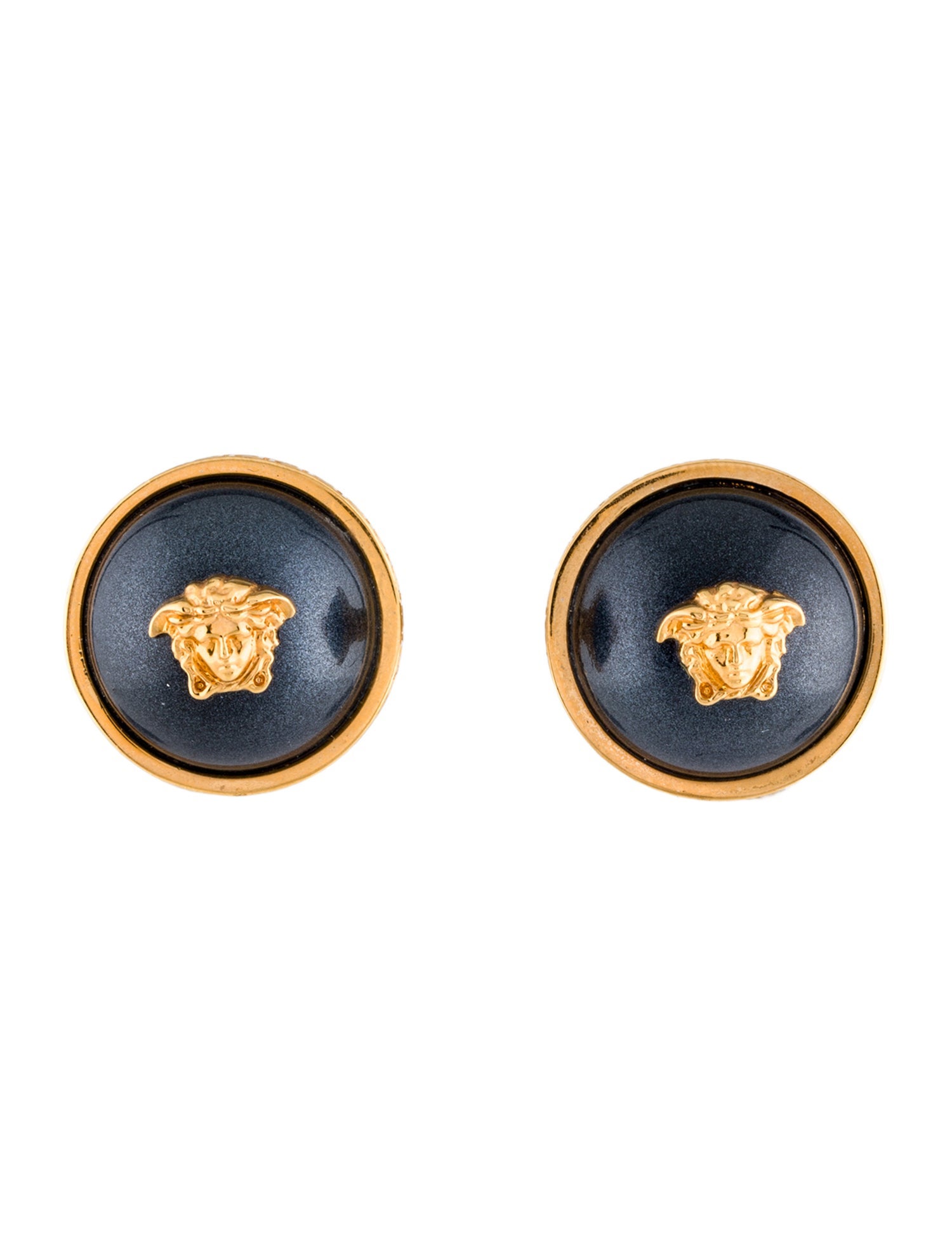 Versace Faux Pearl Medusa Spike Earrings