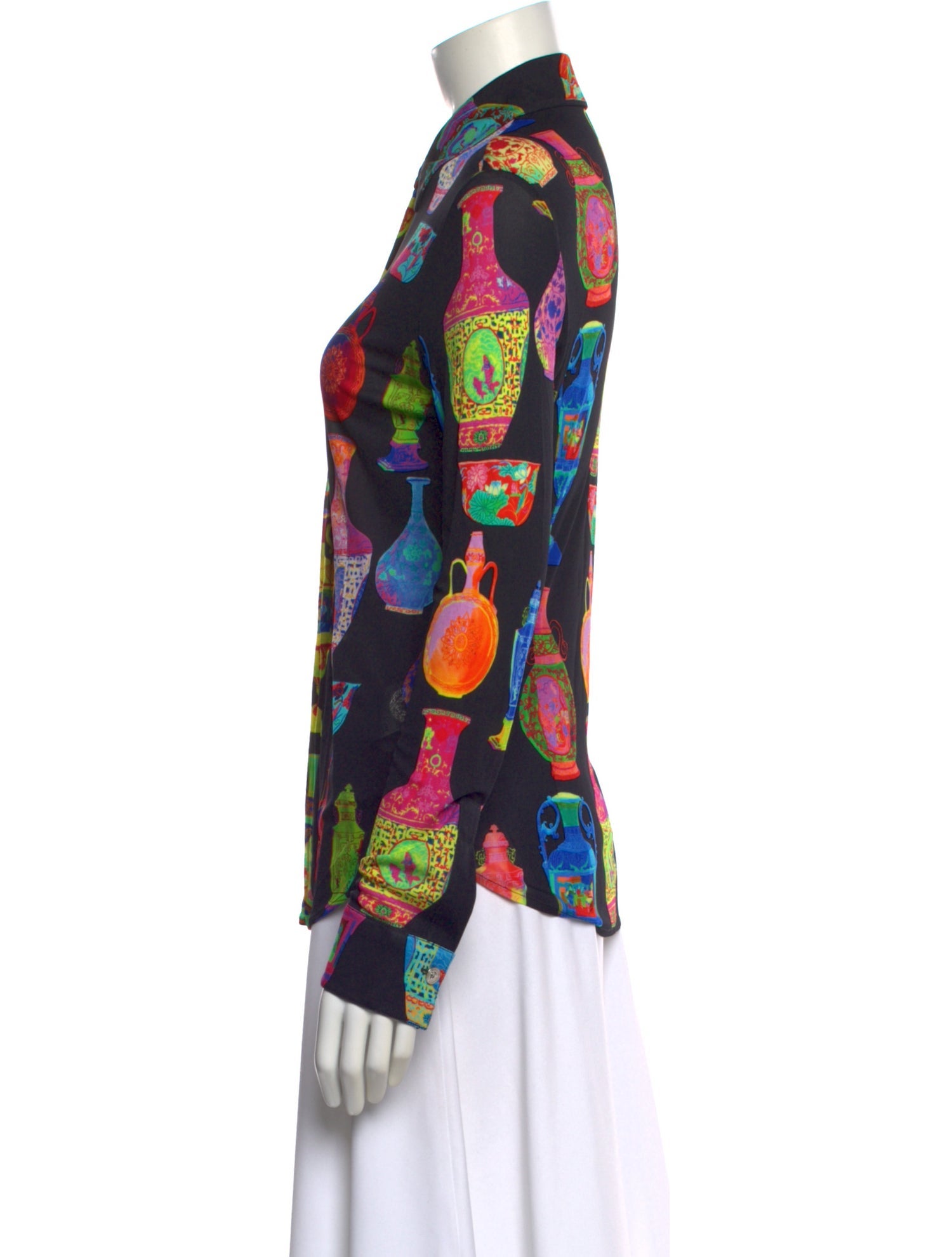 Versace Graphic Print Long Sleeve Blouse