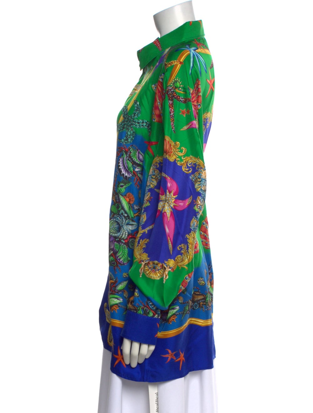 Versace Silk Patterned Button-Up Top - image 2