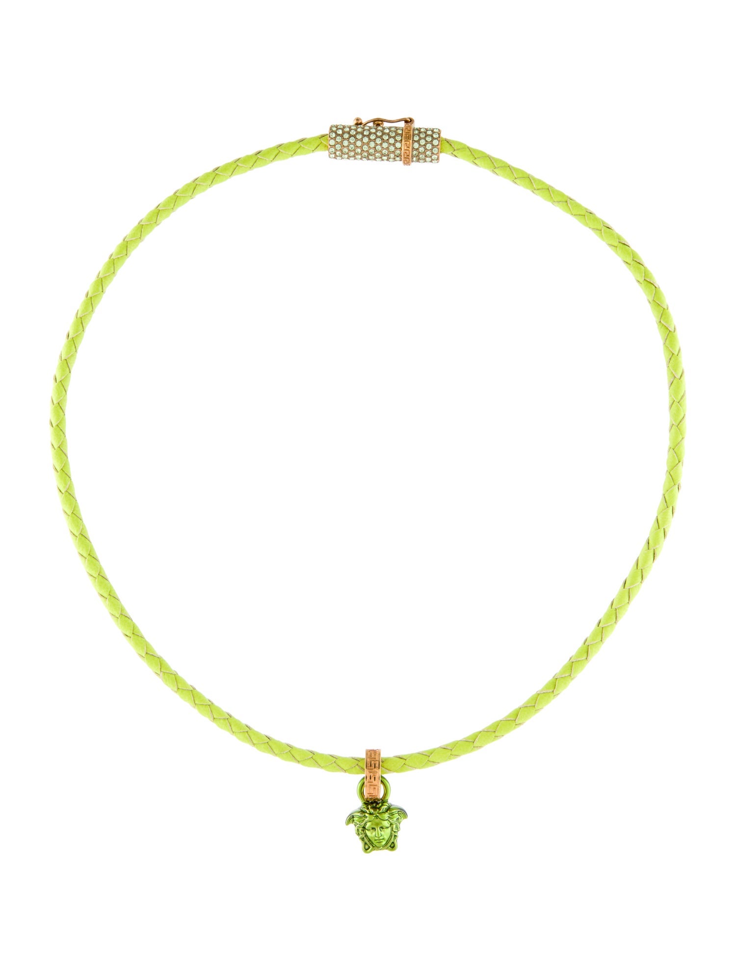 Versace Crystal And Leather Braided Choker Necklace