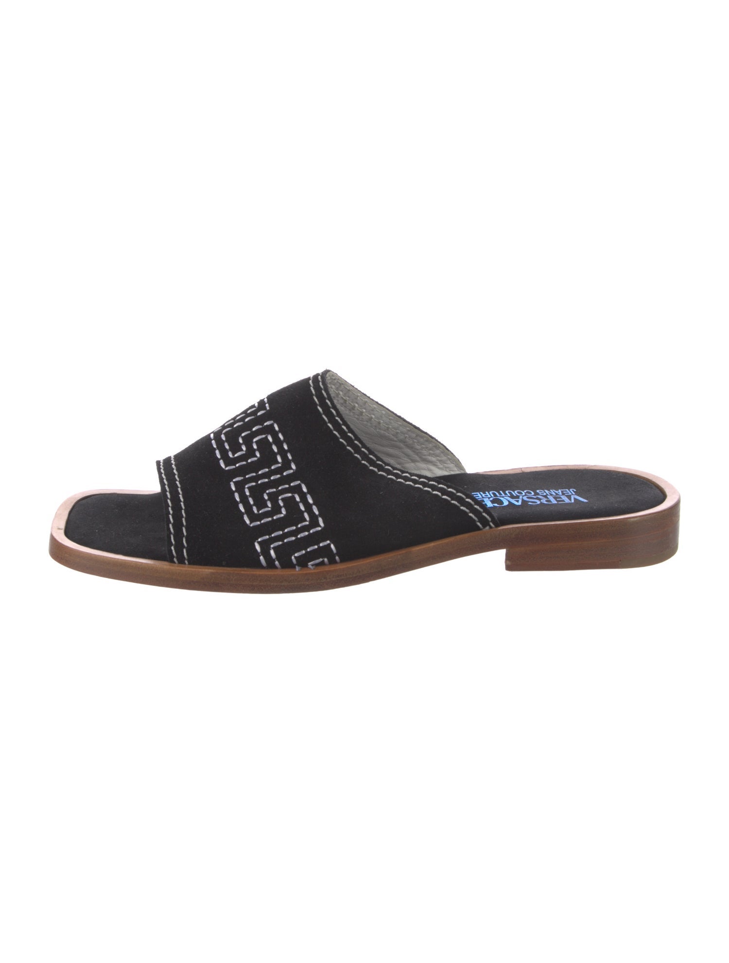 Versace Suede Printed Slides