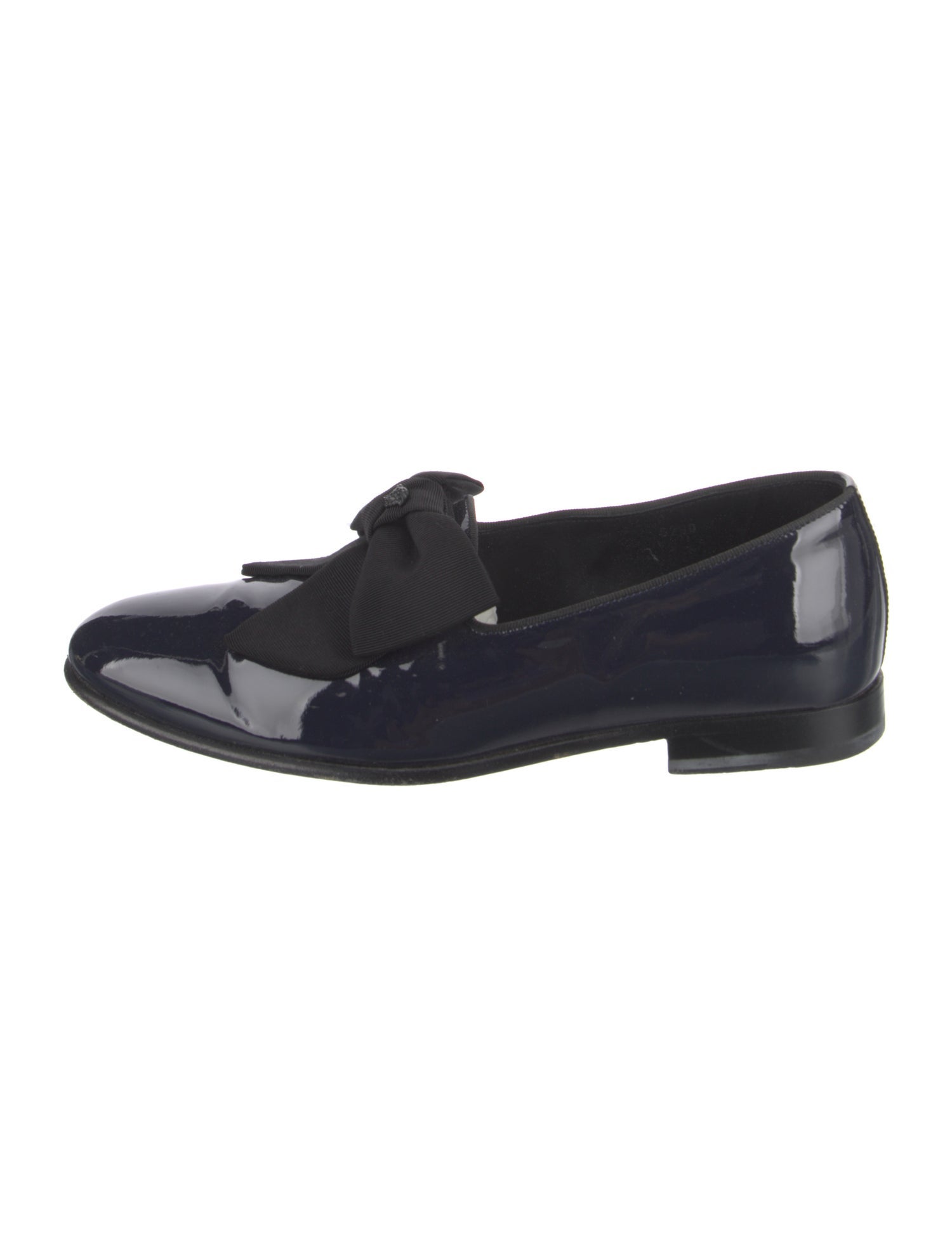 Versace Patent Leather Bow Accents Dress Loafers