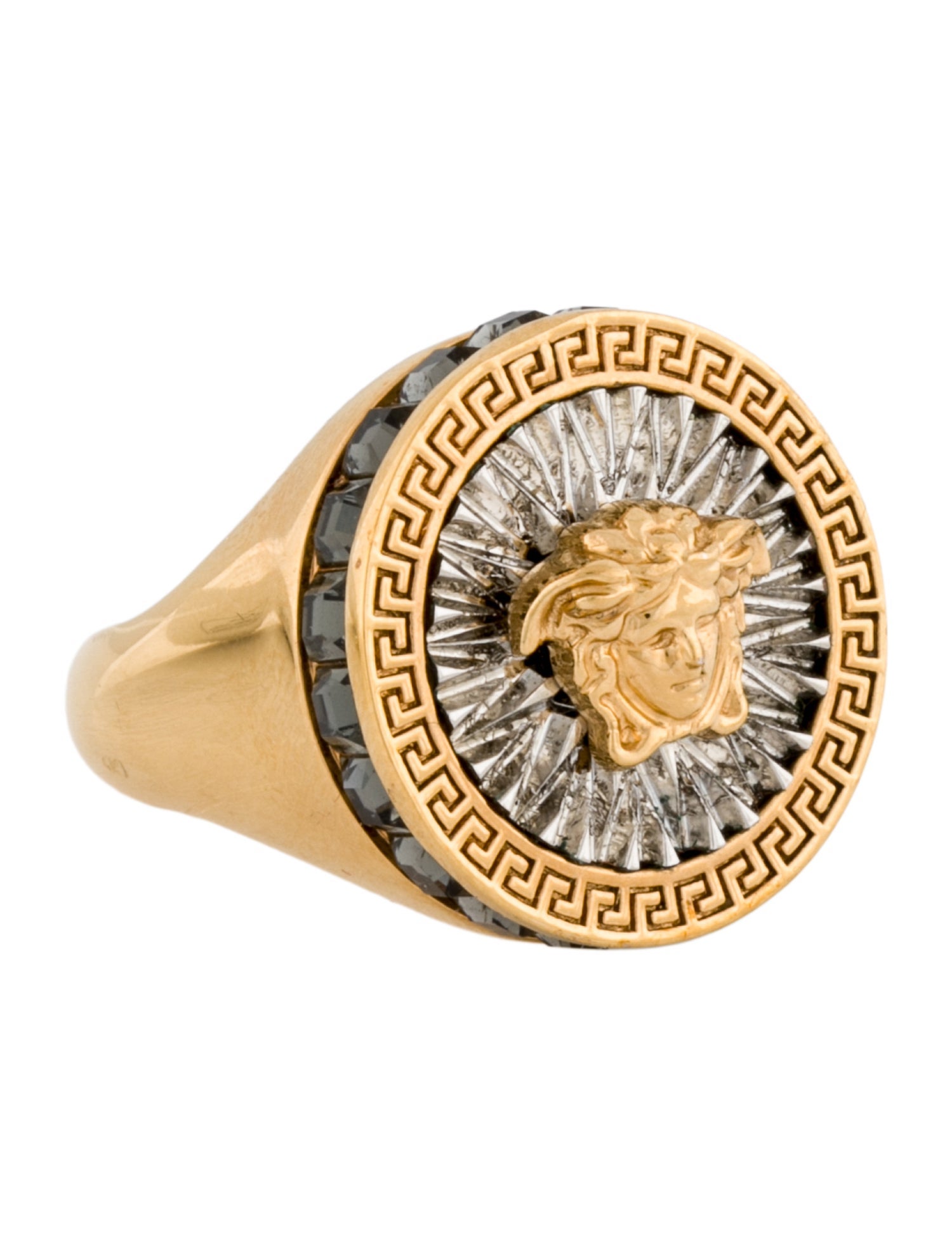Versace Two-Tone Crystal Icon Cocktail Ring