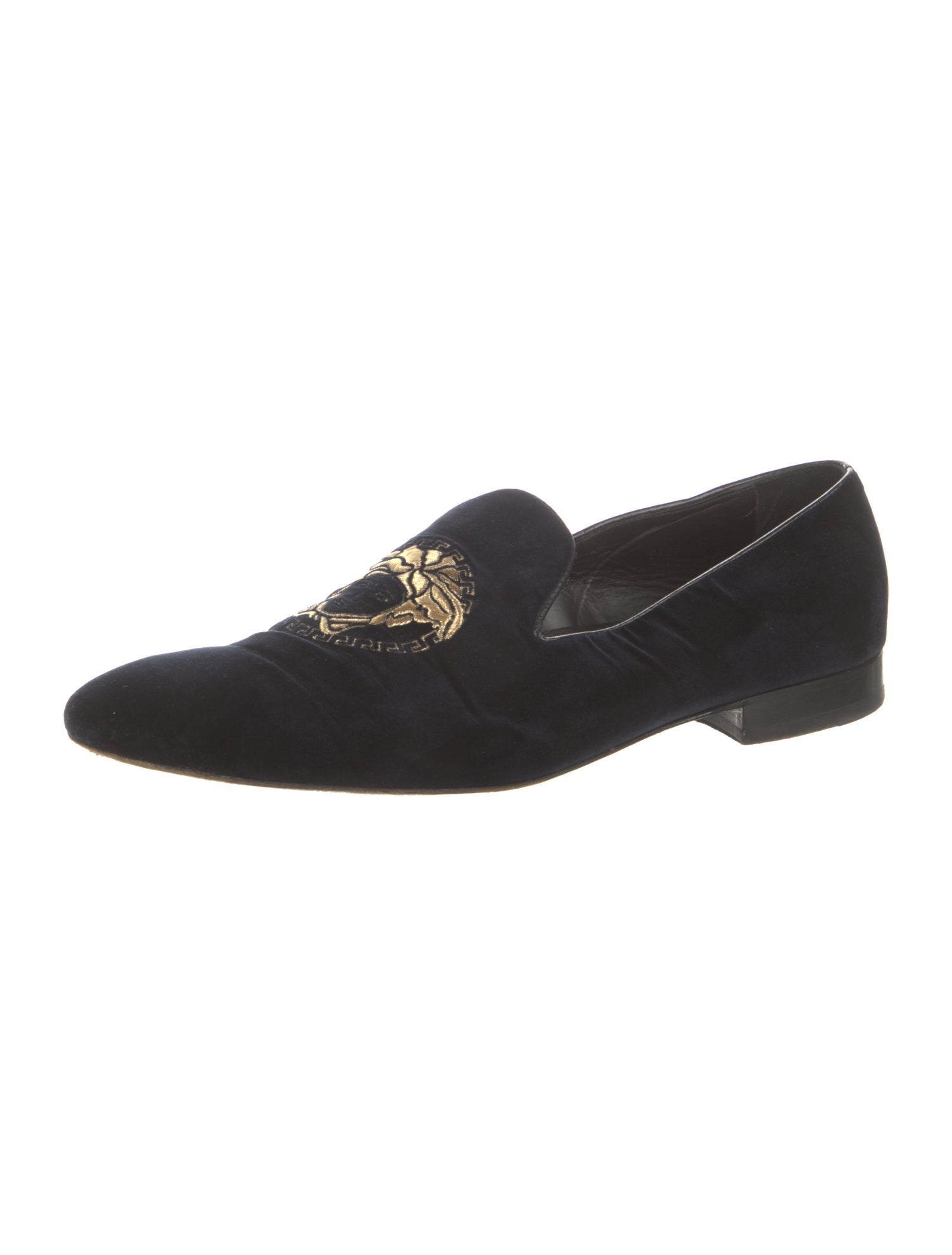 Versace Medusa Insignia Velvet Slippers