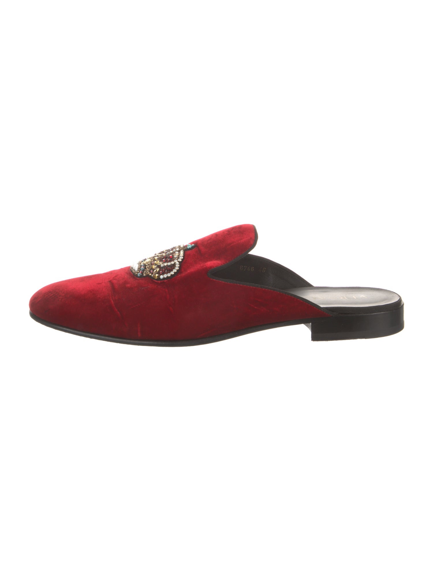 Versace Velvet Crystal Embellishments Slippers