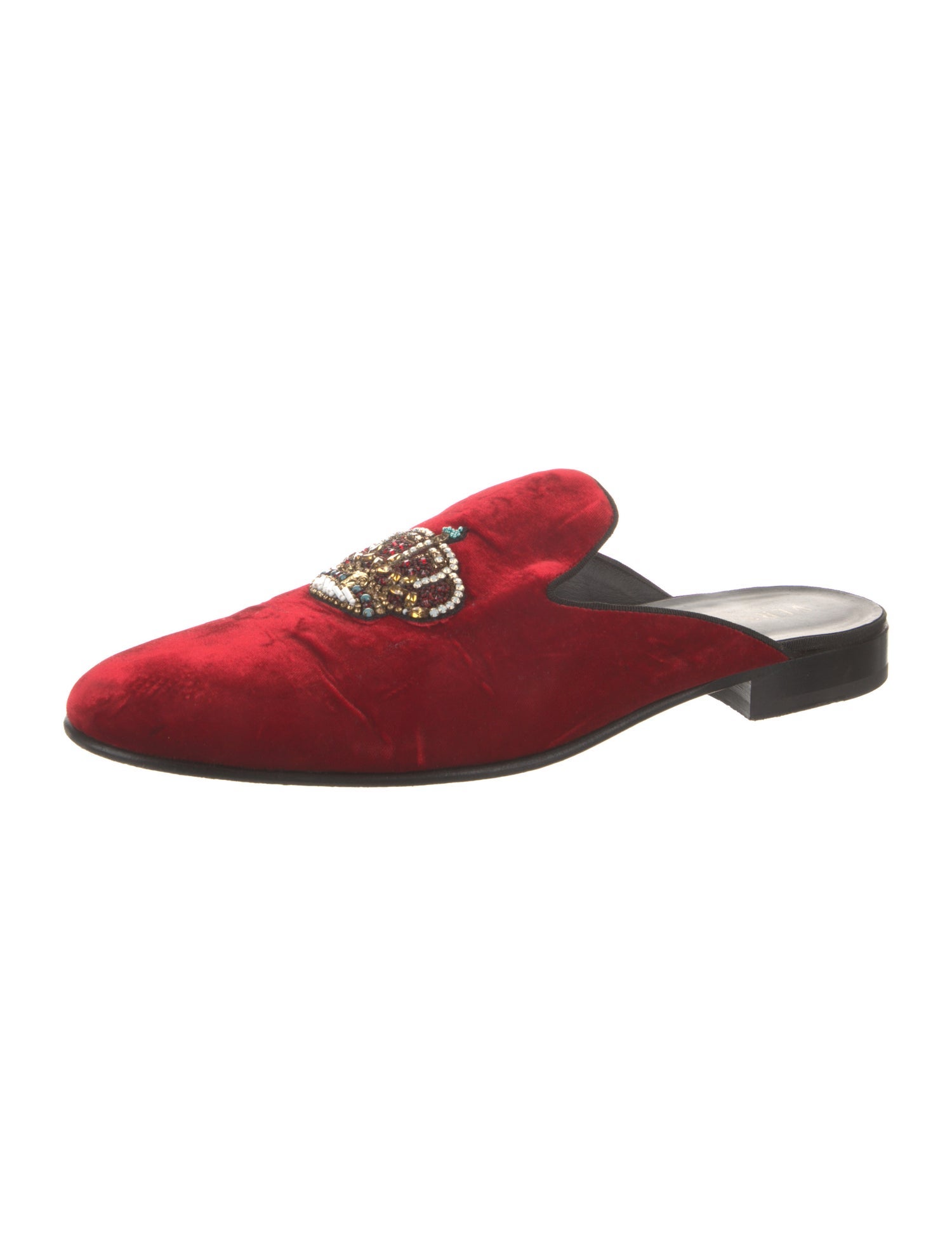 Versace Velvet Crystal Embellishments Slippers