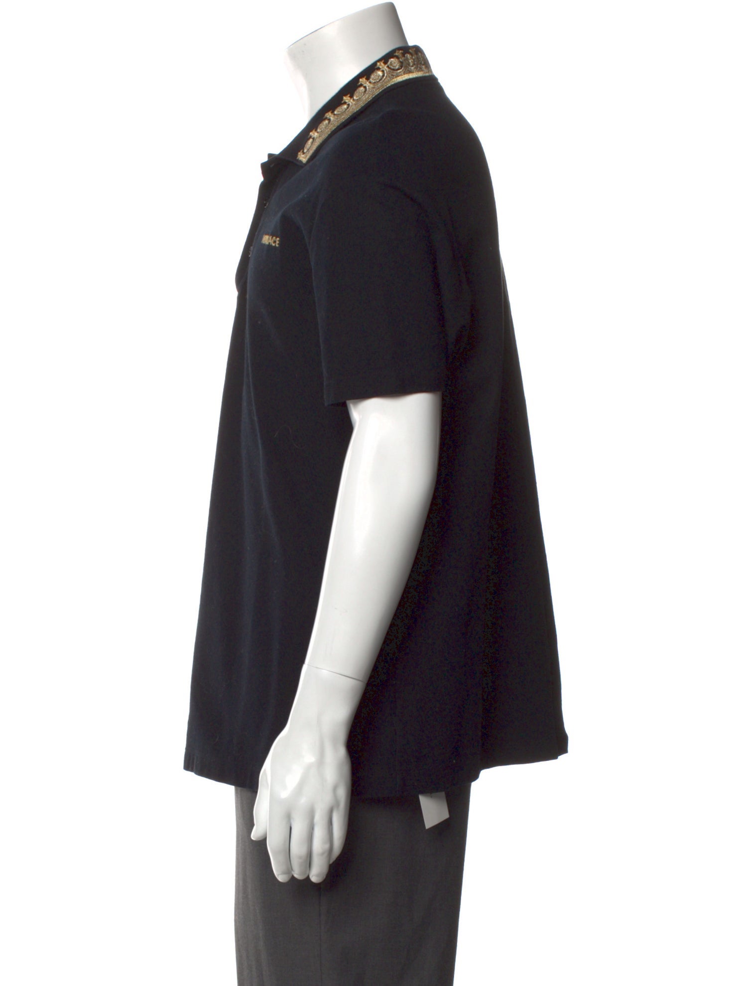 Versace Barocco Print Collar Polo Shirt