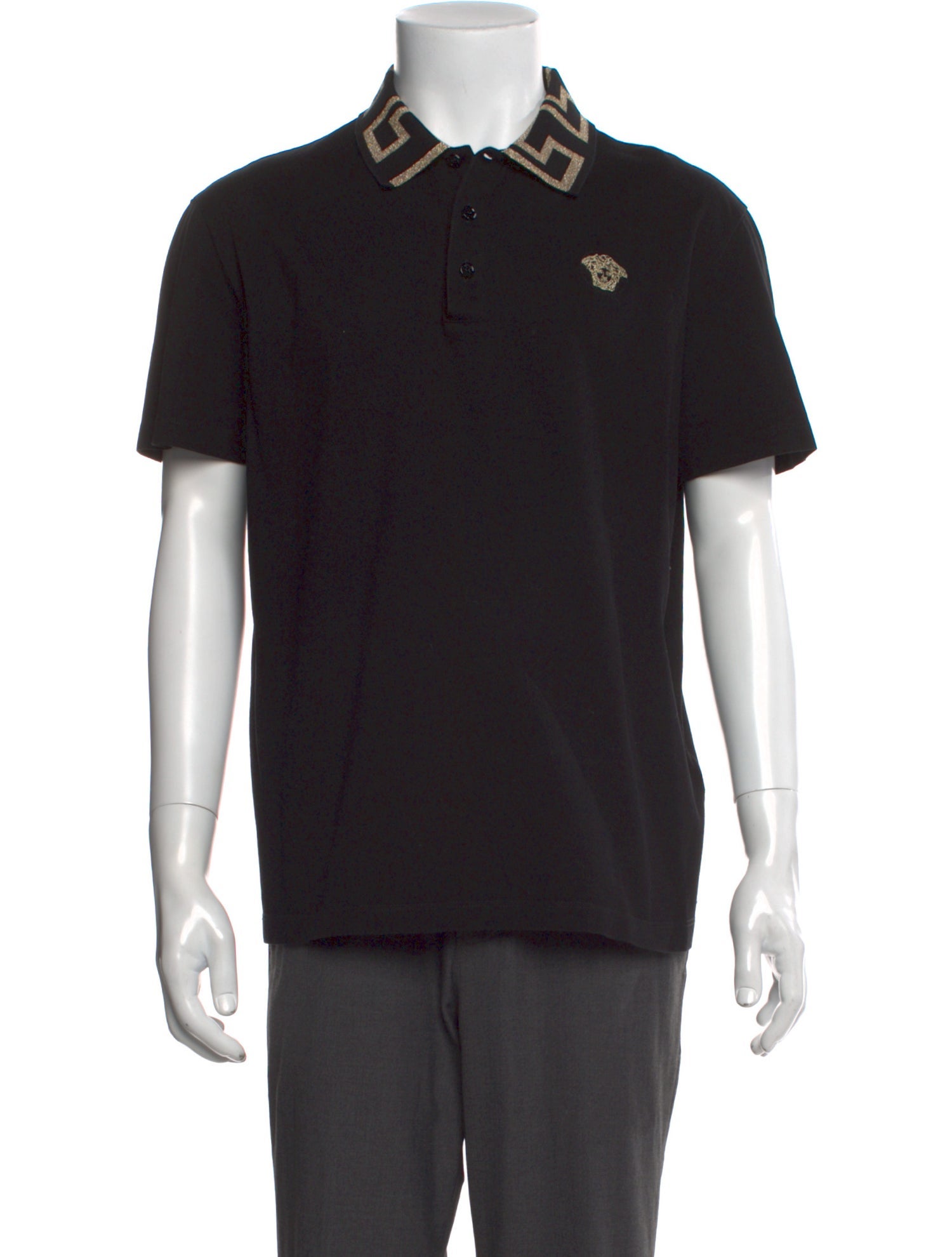 Versace Greca Pattern Crew Neck Polo Shirt