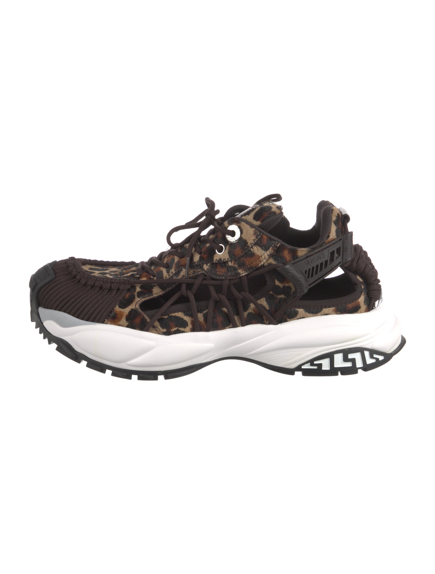 Versace Ponyhair Animal Print Athletic Sneakers