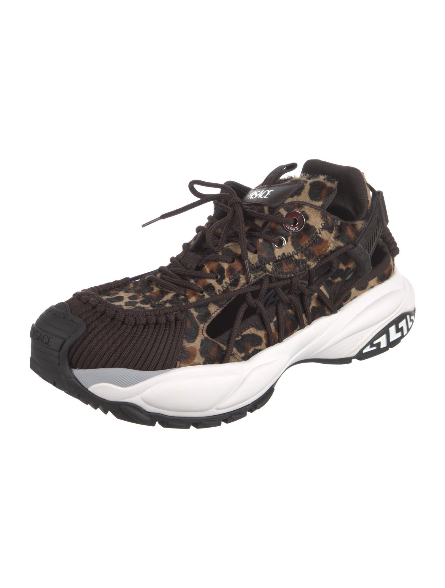 Versace Ponyhair Animal Print Athletic Sneakers