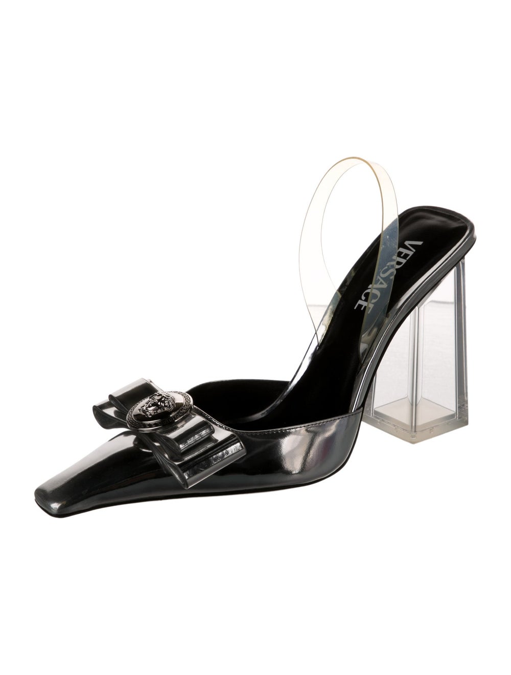 Versace Leather Colorblock Pattern Slingback Pumps - image 2