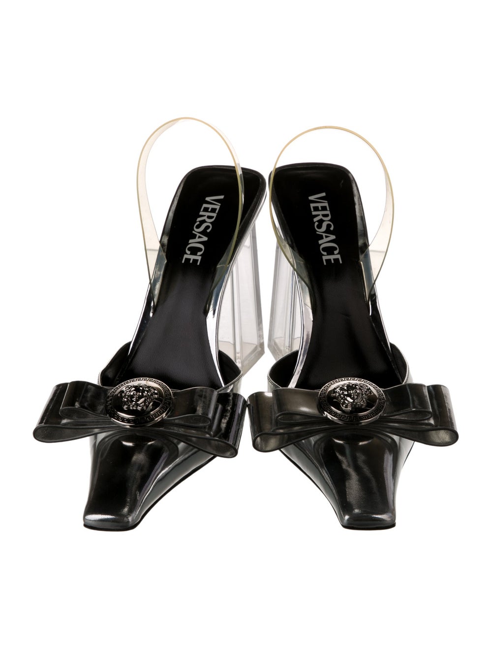 Versace Leather Colorblock Pattern Slingback Pumps - image 3