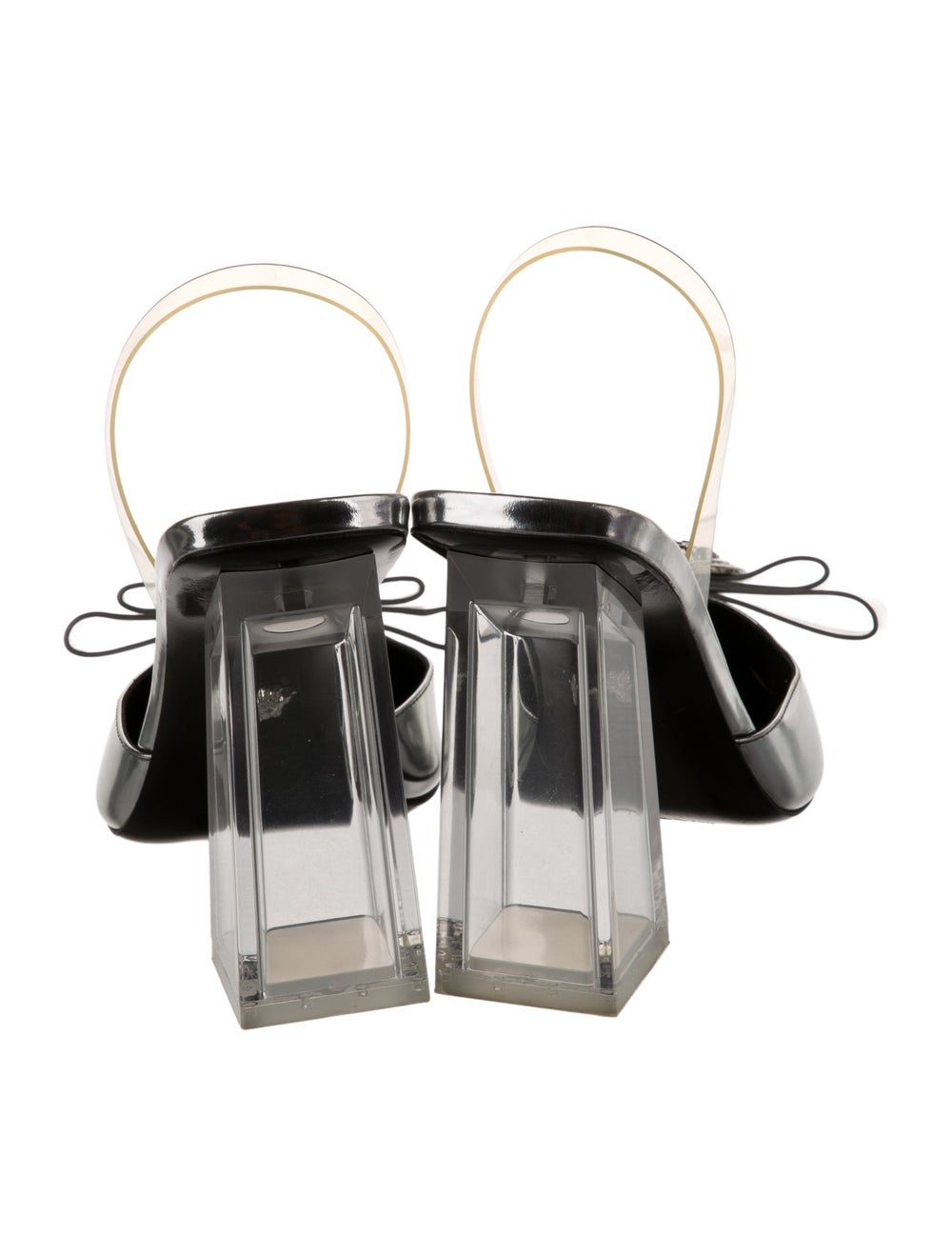 Versace Leather Colorblock Pattern Slingback Pumps - image 4