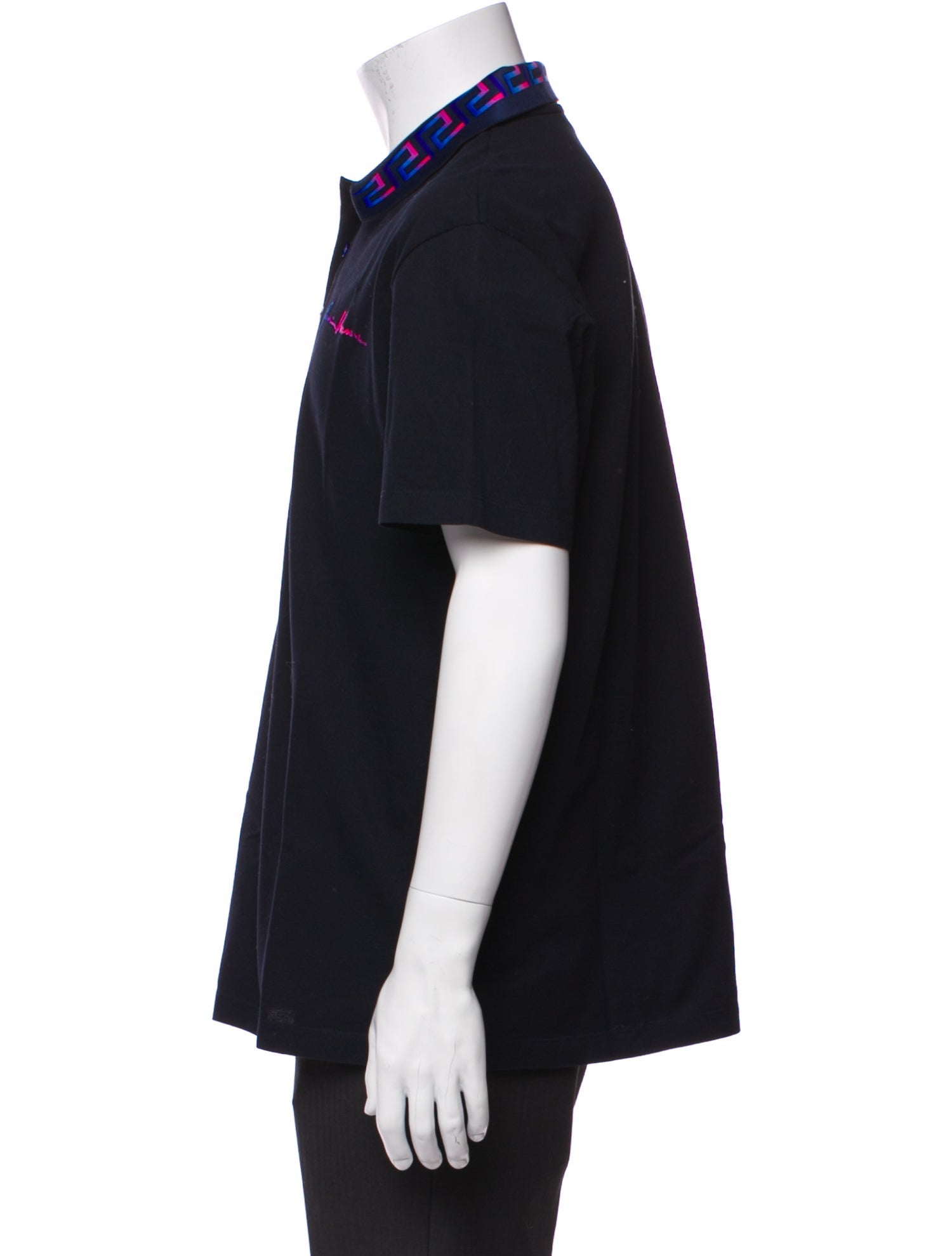 Versace Graphic Print V-Neck Polo Shirt