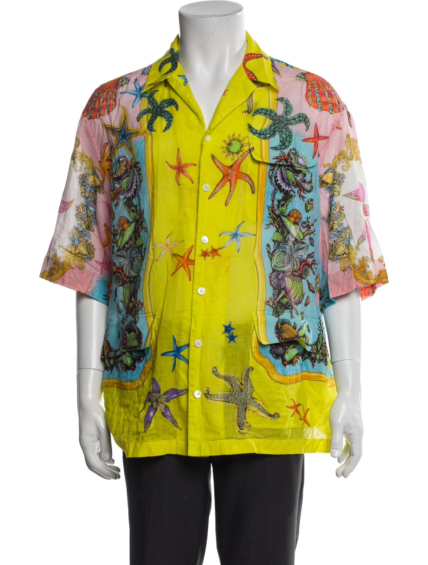 Versace Printed Three-Quarter Sleeve Shirt