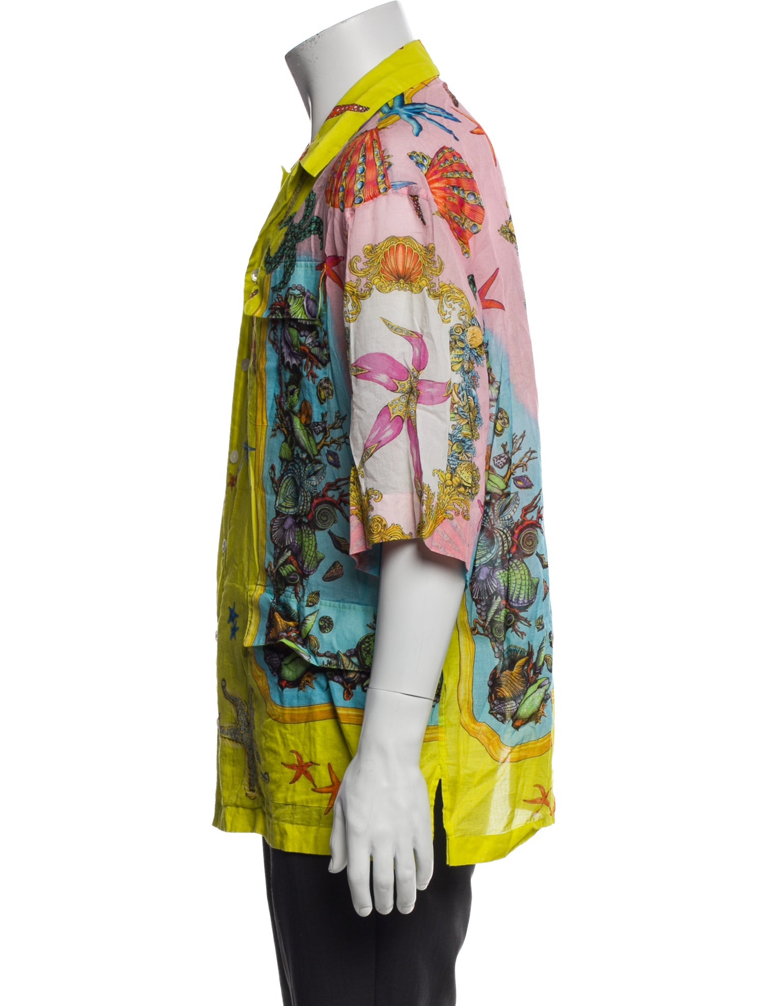 Versace Printed Three-Quarter Sleeve Shirt