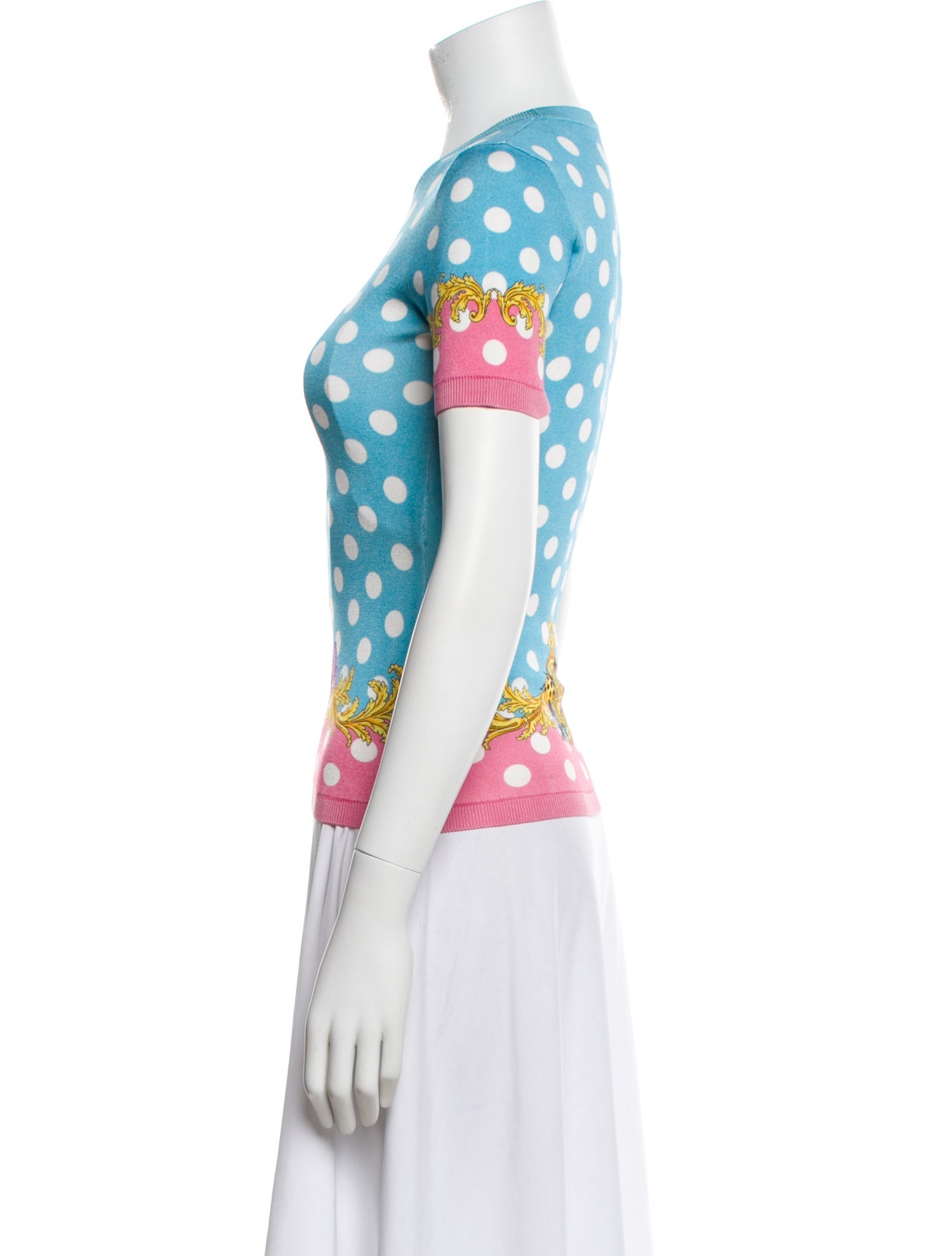Versace Silk Polka Dot Print Top w/ Tags