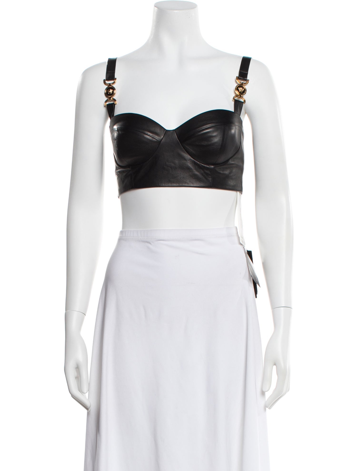 Versace Leather Strapless Crop Top