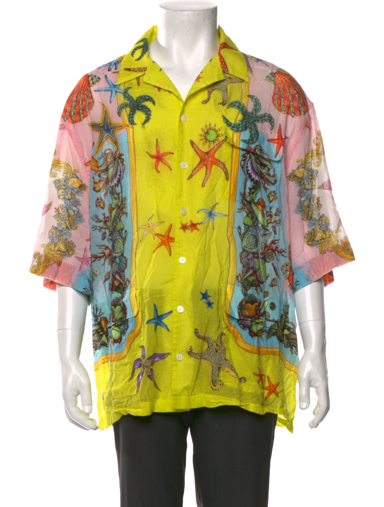 Versace Printed Three-Quarter Sleeve Shirt