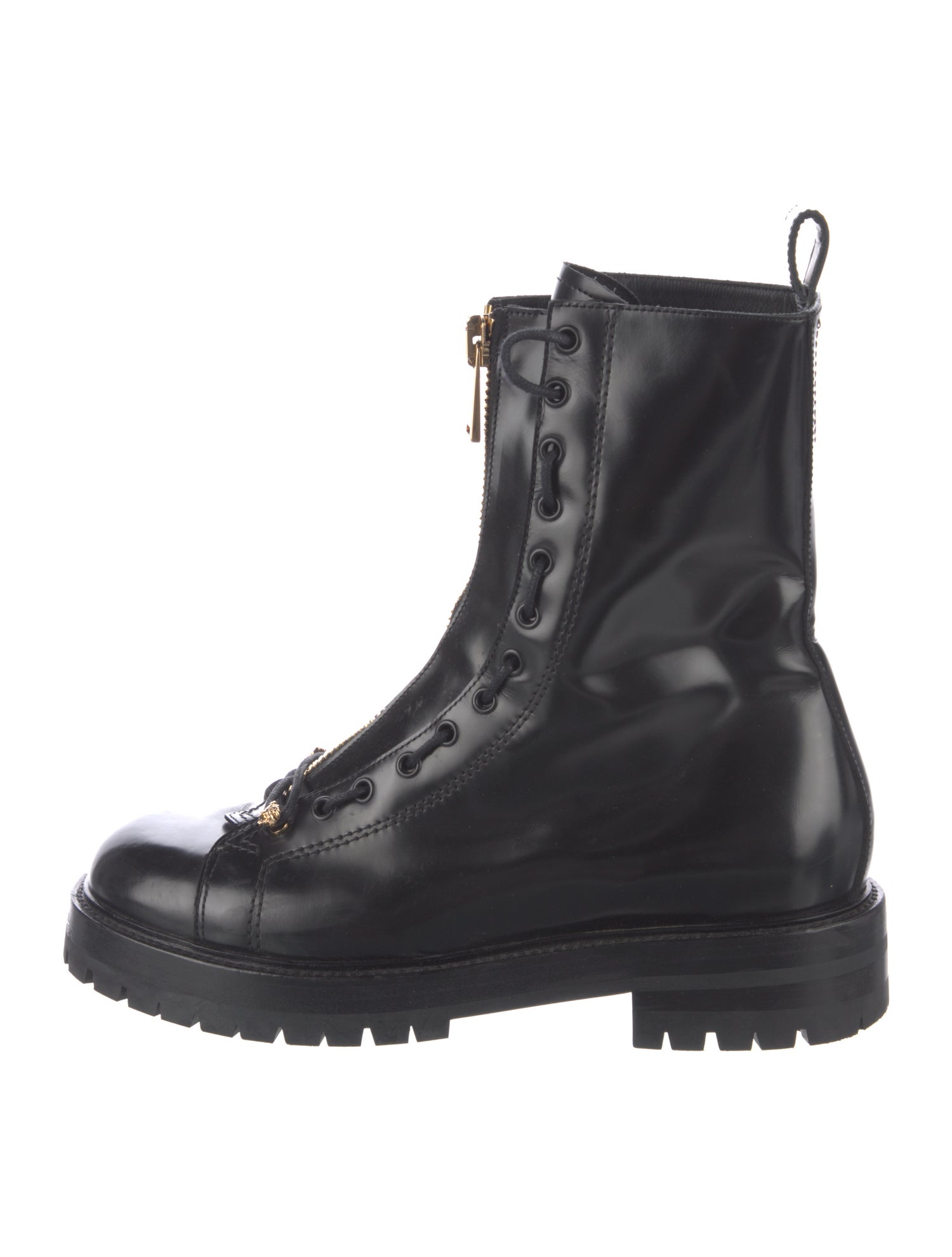 Versace Medusa Insignia Leather Combat Boots