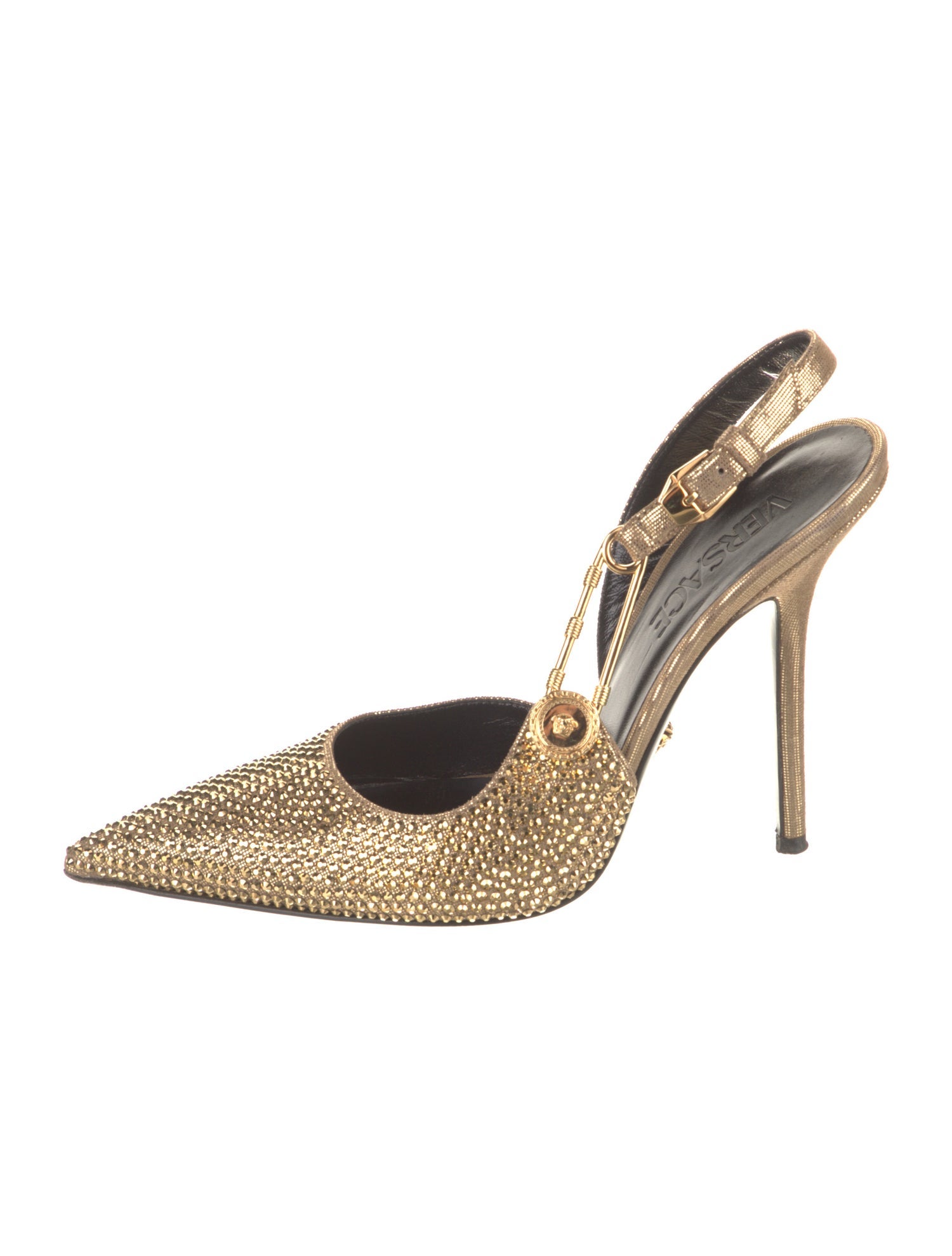 Versace Crystal Crystal Embellishments Slingback Pumps