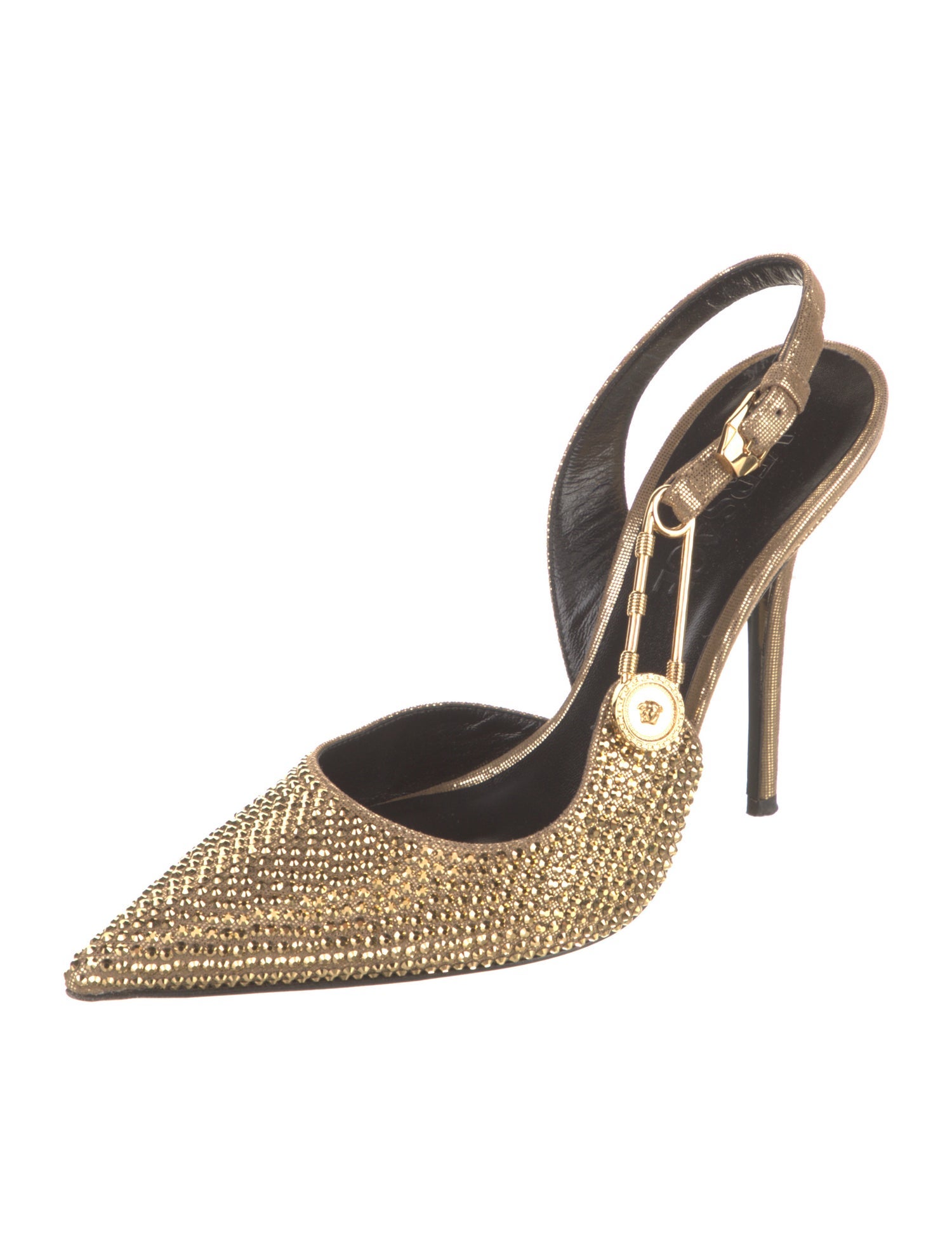 Versace Crystal Crystal Embellishments Slingback Pumps
