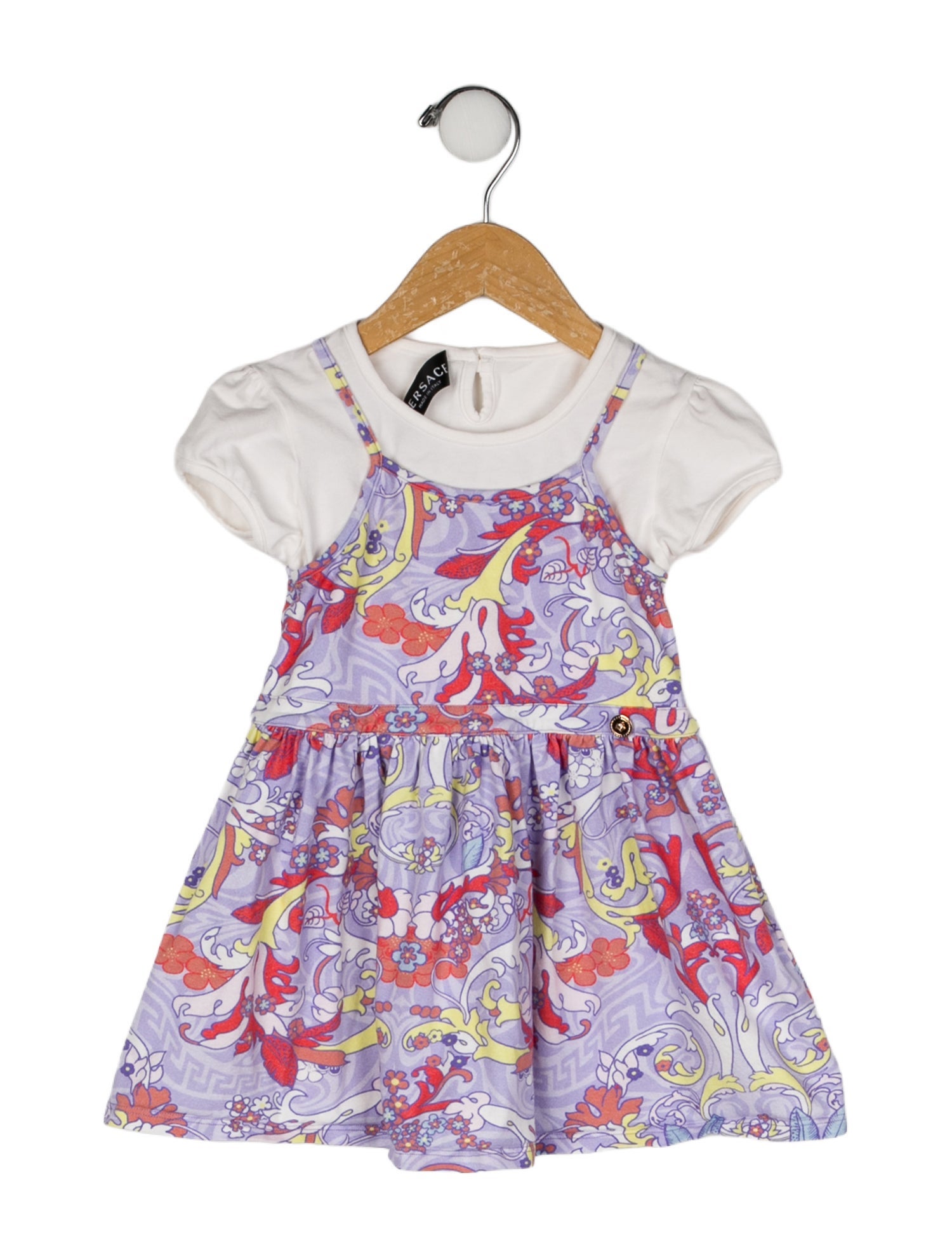 Versace Short Sleeve All Over Print Dress