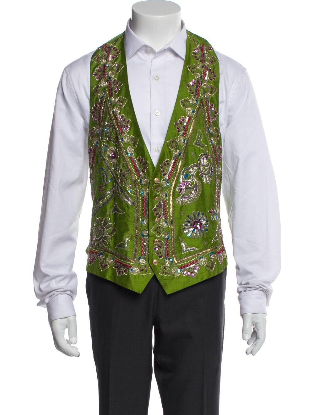 Versace Patterned Sequin Embellishments Suit Vest - image 1