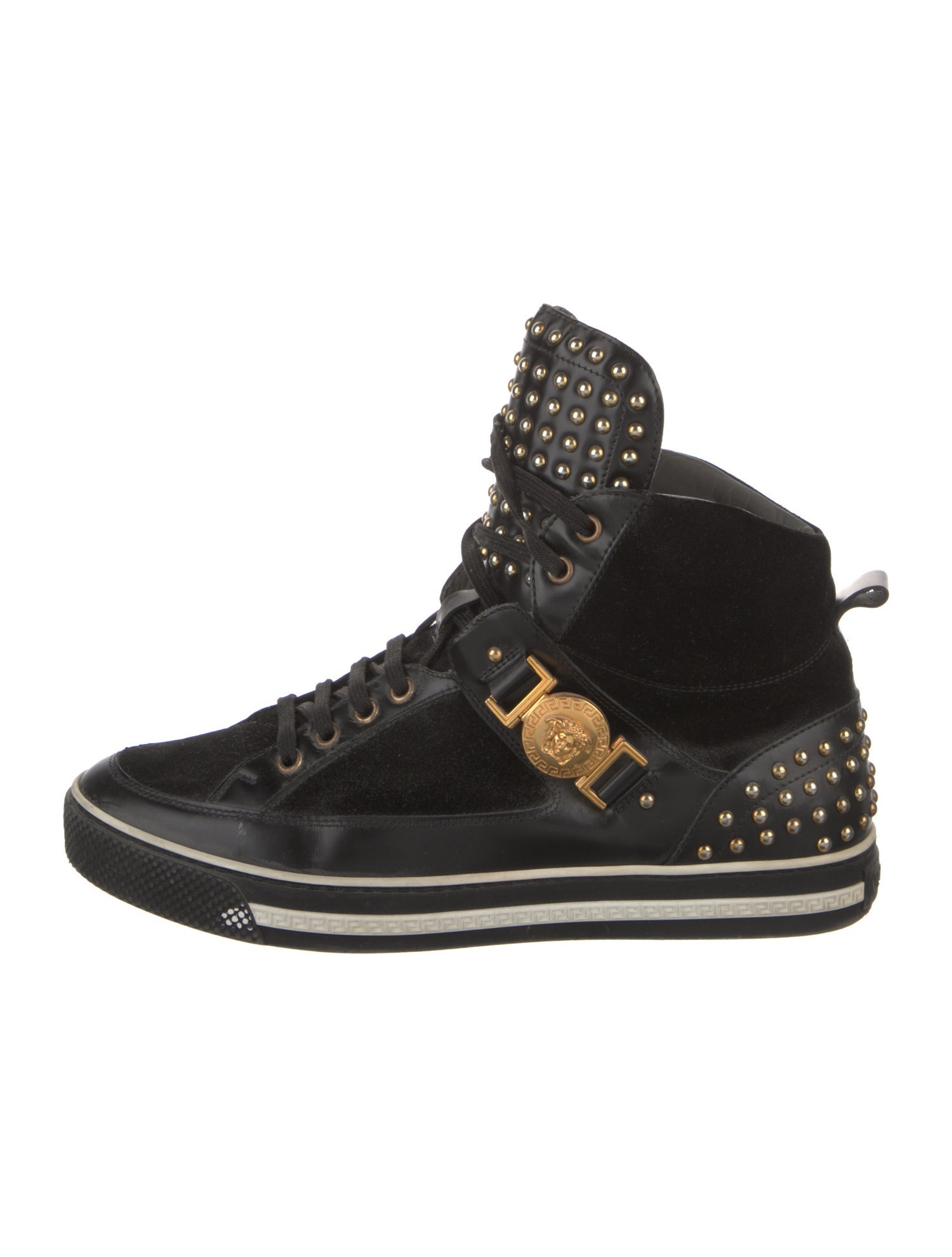 Versace Leather Studded Accents Sneakers