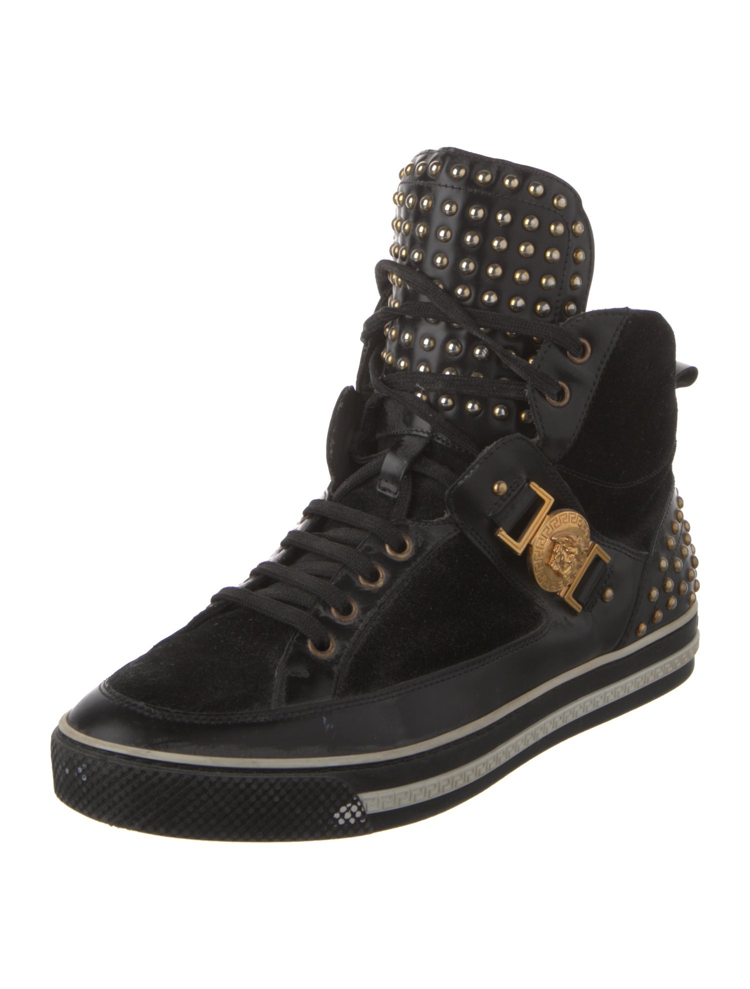 Versace Leather Studded Accents Sneakers