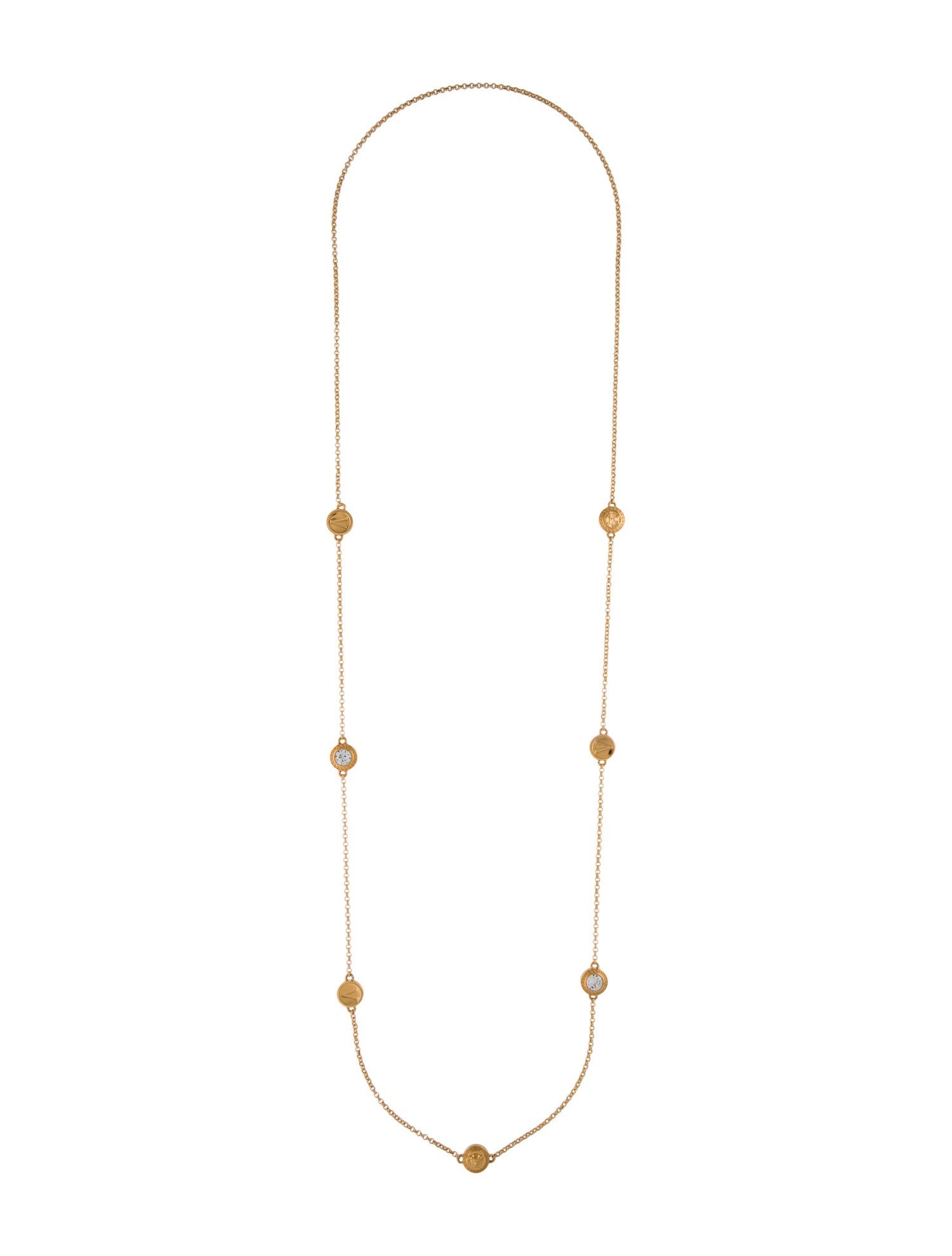 Versace Logo and Crystal Station Necklace