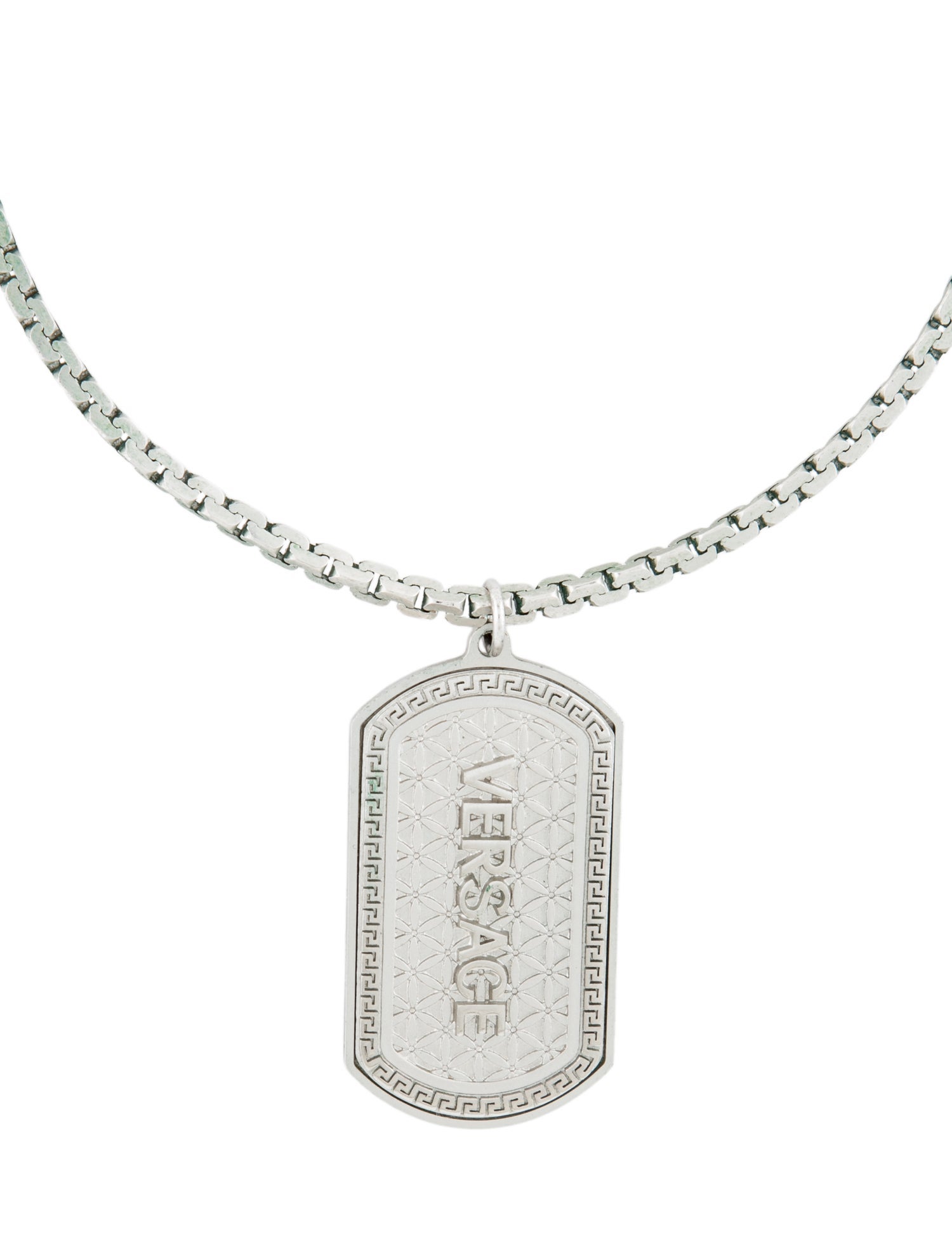 Versace Dog Tag Pendant Necklace