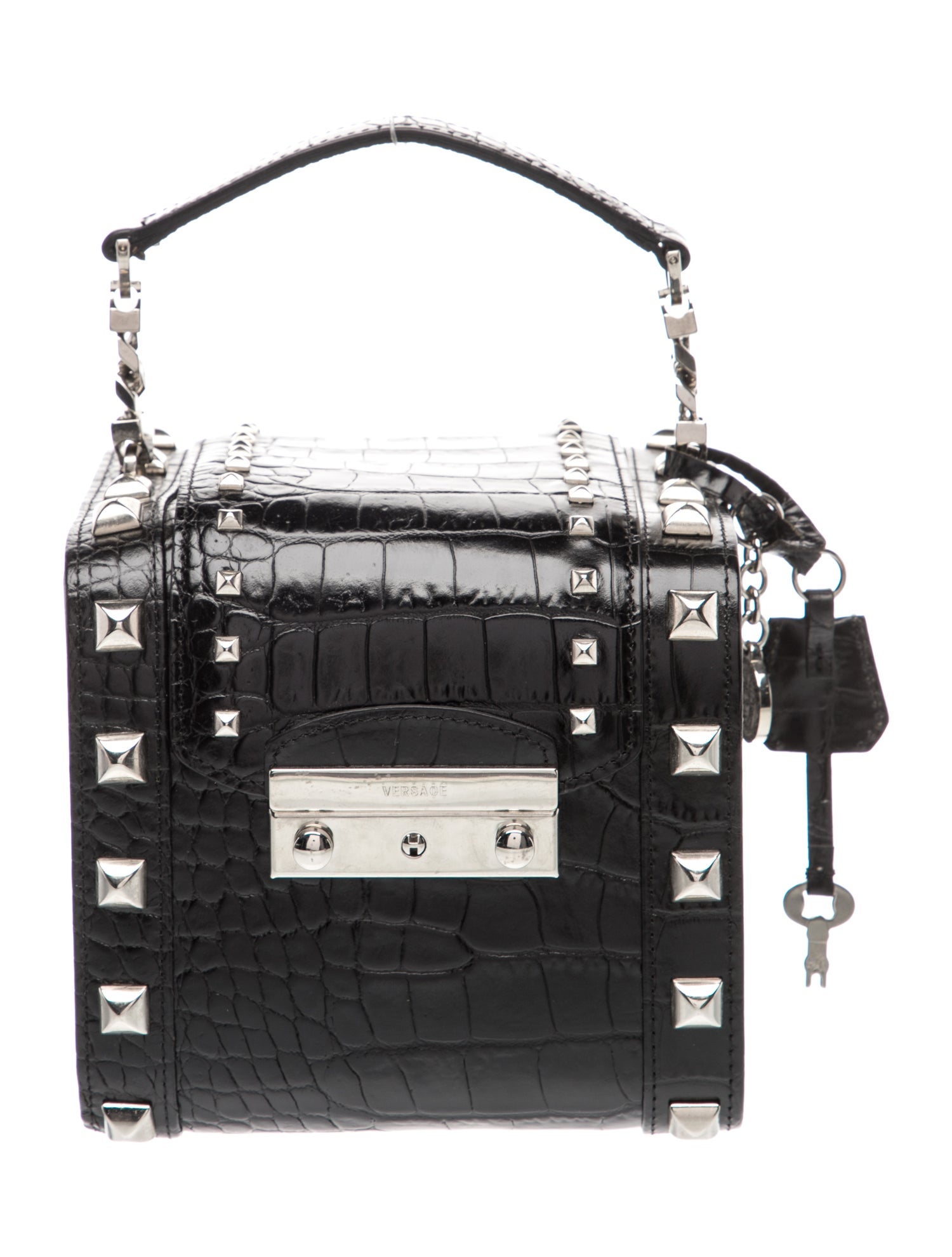 Versace Embossed Leather Top Handle Bag
