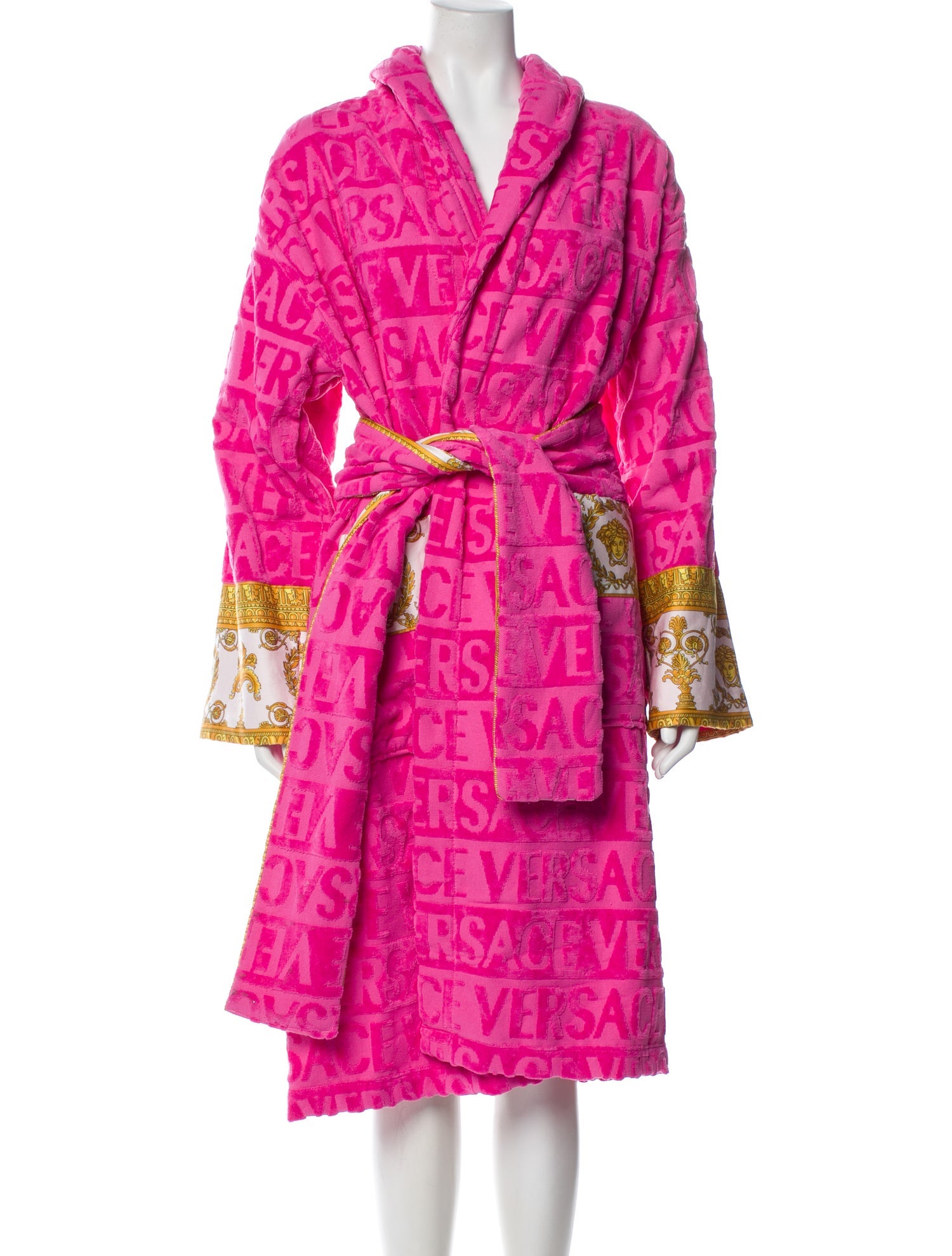 Versace Printed Embroidered Accent Robe w/ Tags