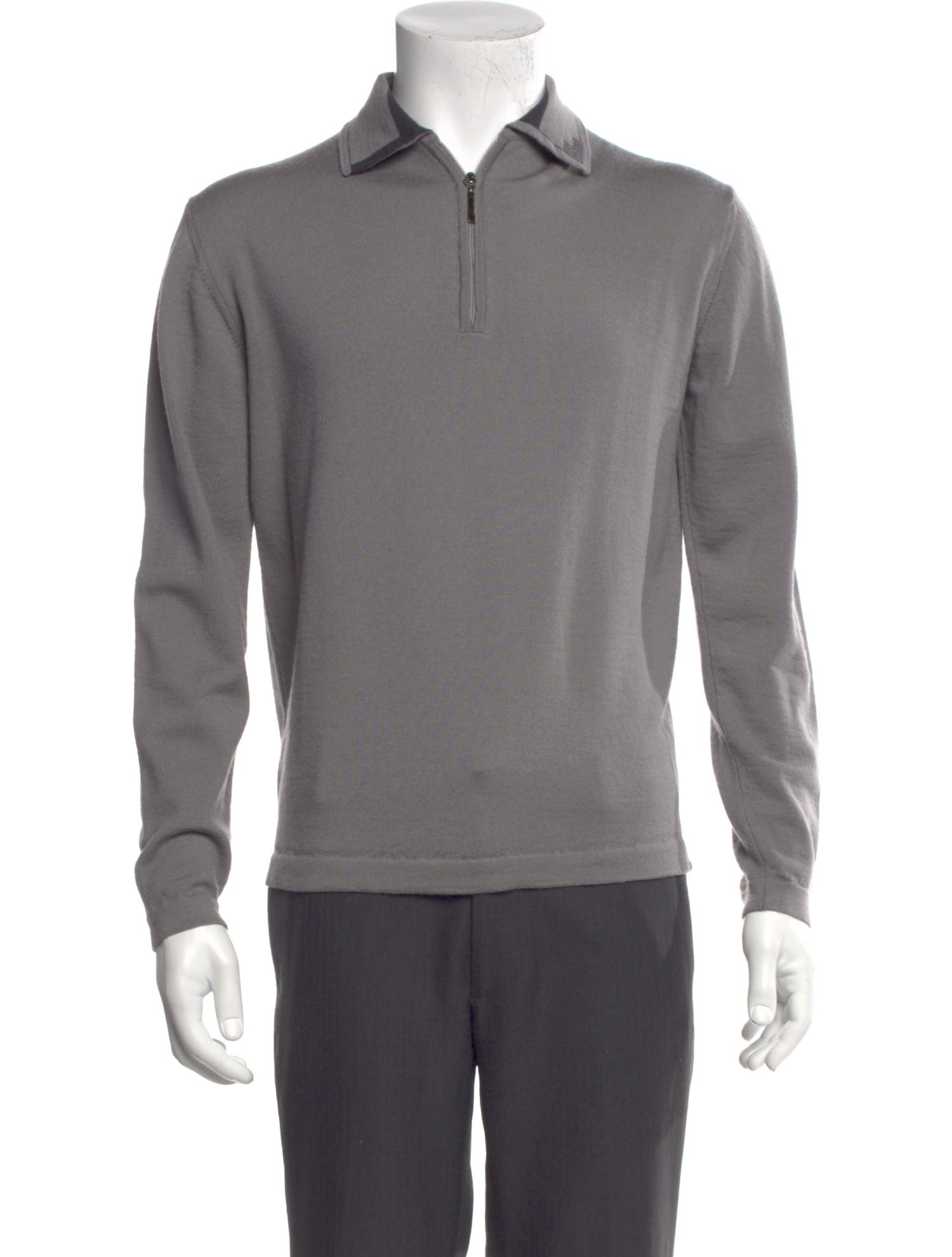 Versace Merino Wool Mock Neck Polo Sweater