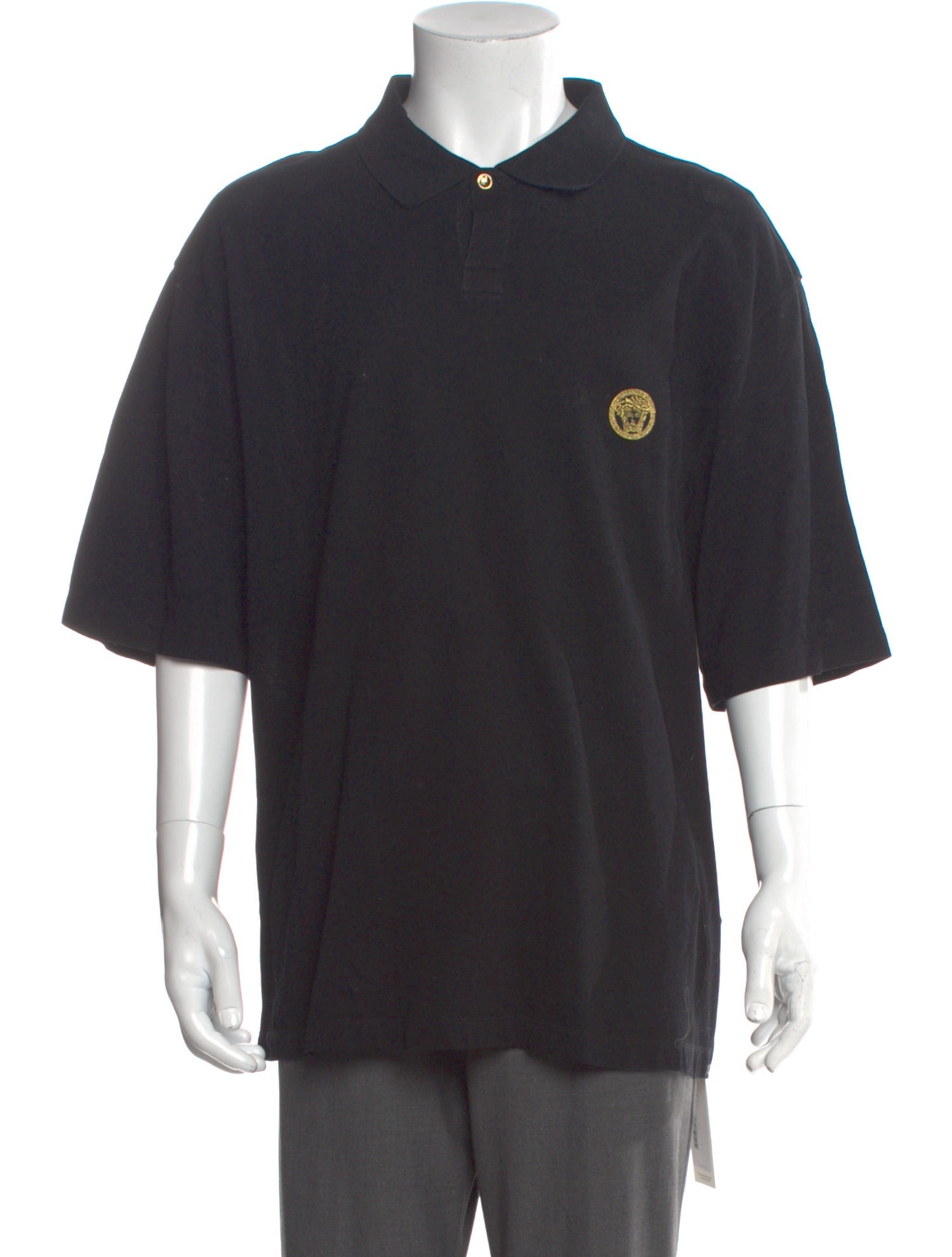 Versace Crew Neck Three-Quarter Sleeve Polo Shirt