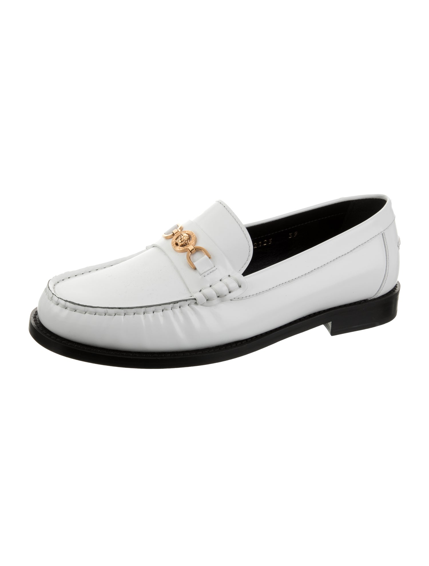 Versace Leather Chain-Link Accents Loafers