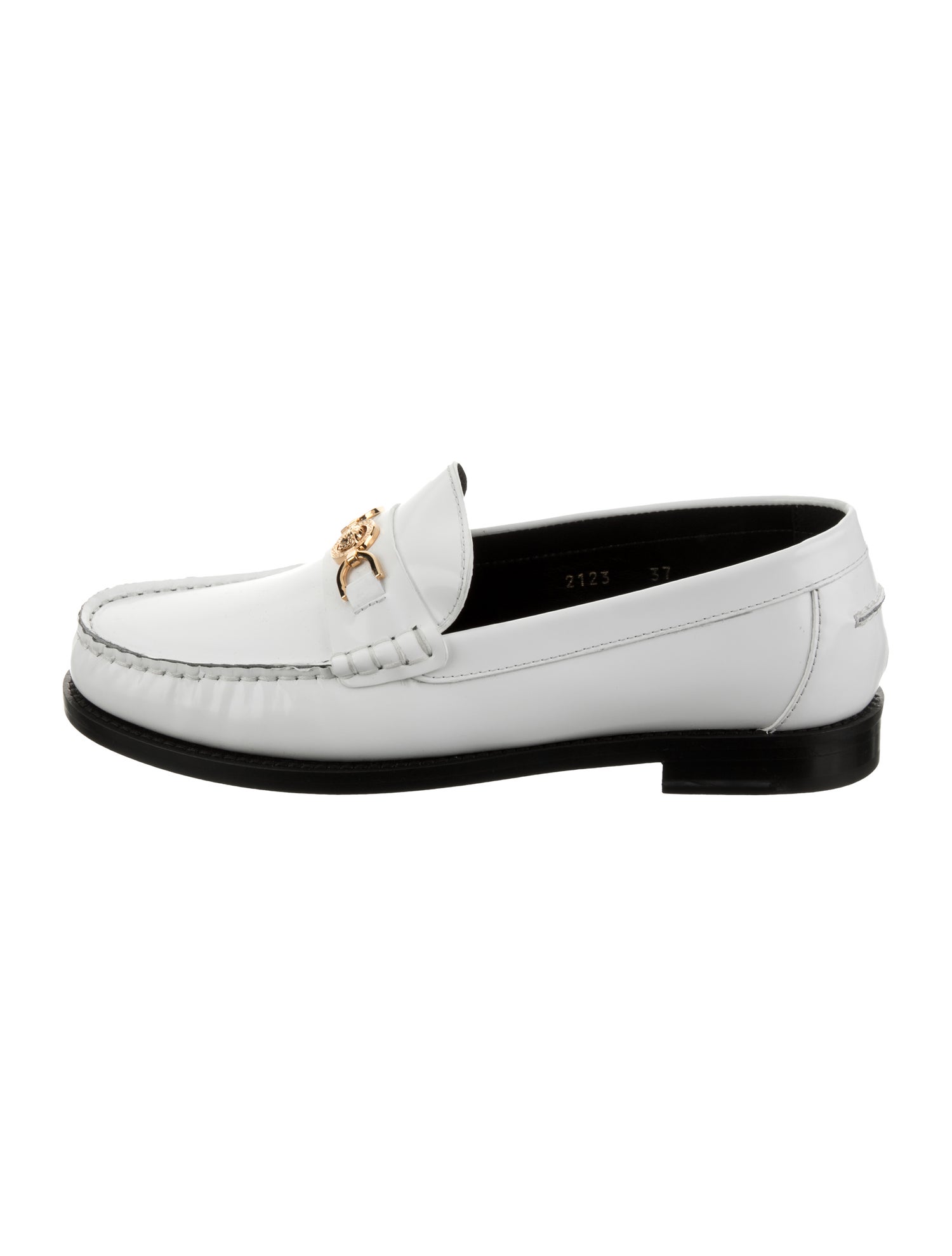 Versace Leather Chain-Link Accents Loafers