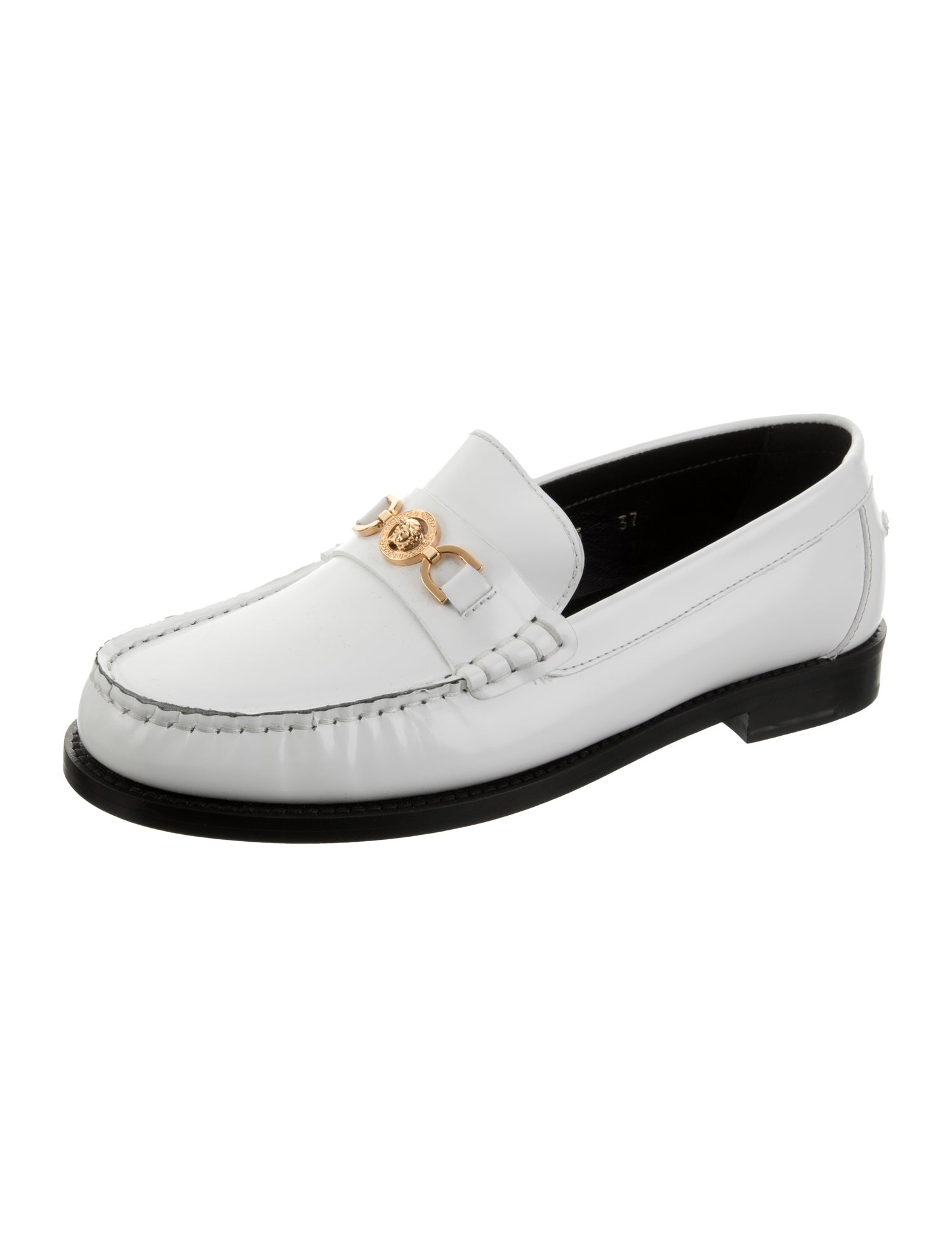 Versace Leather Chain-Link Accents Loafers