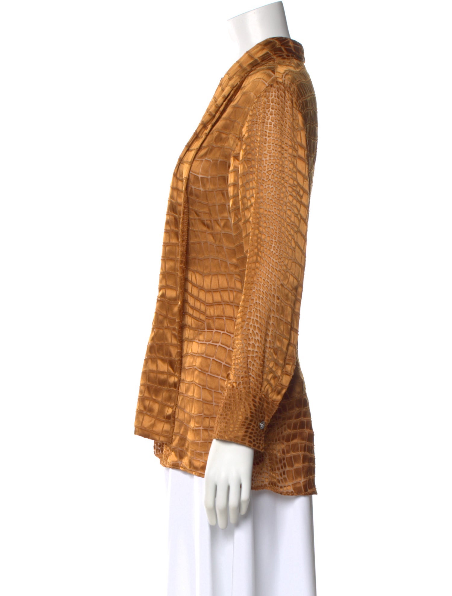 Versace Animal Print Long Sleeve Blouse