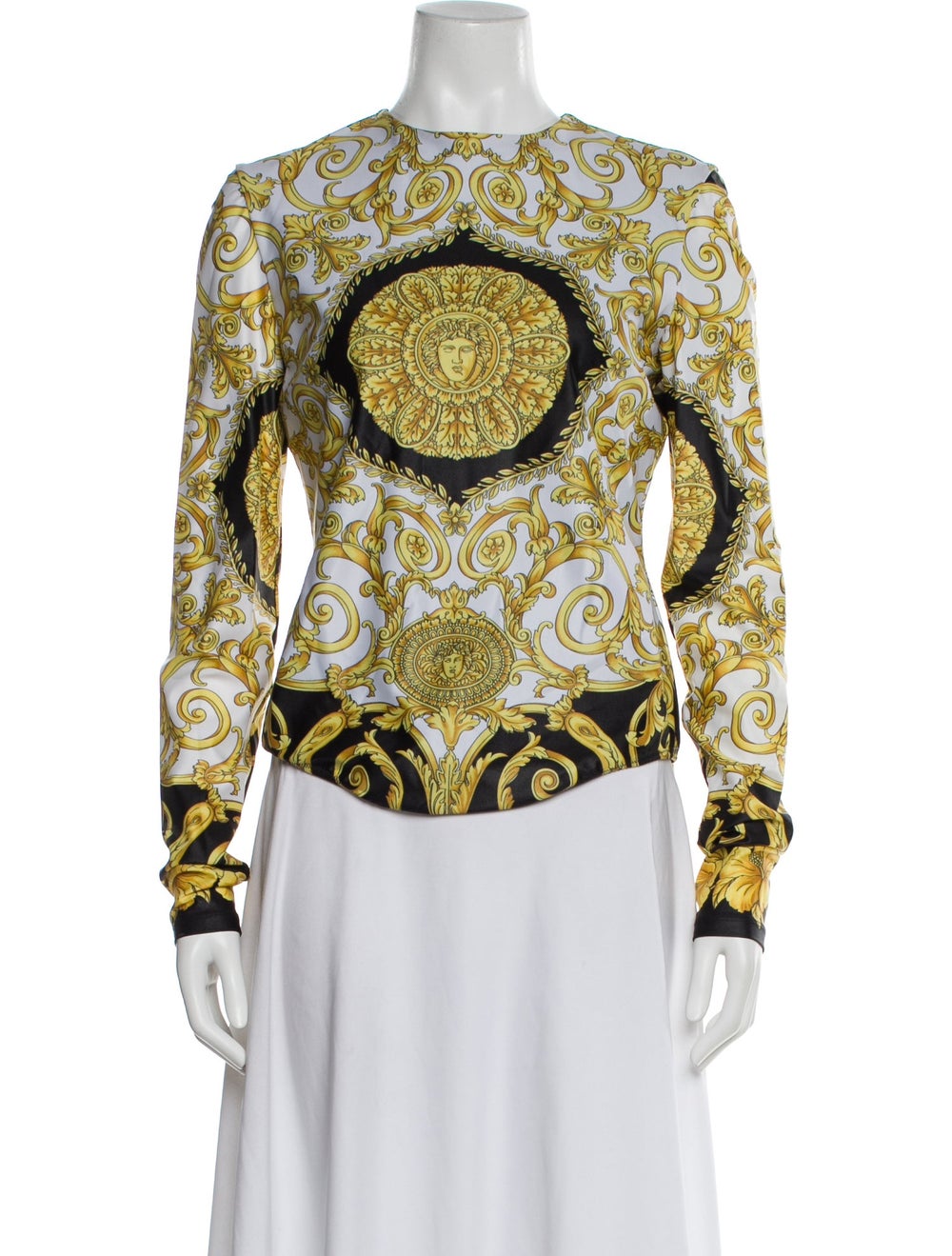 Versace Patterned Crew Neck Blouse - image 1