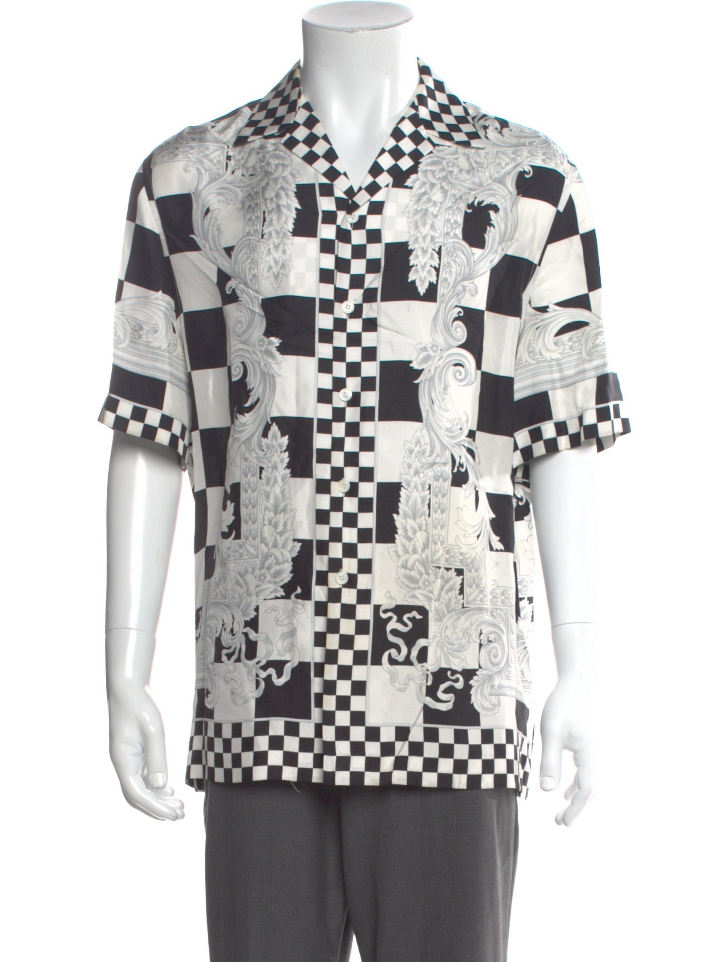 Versace Silk Graphic Print Western Shirt