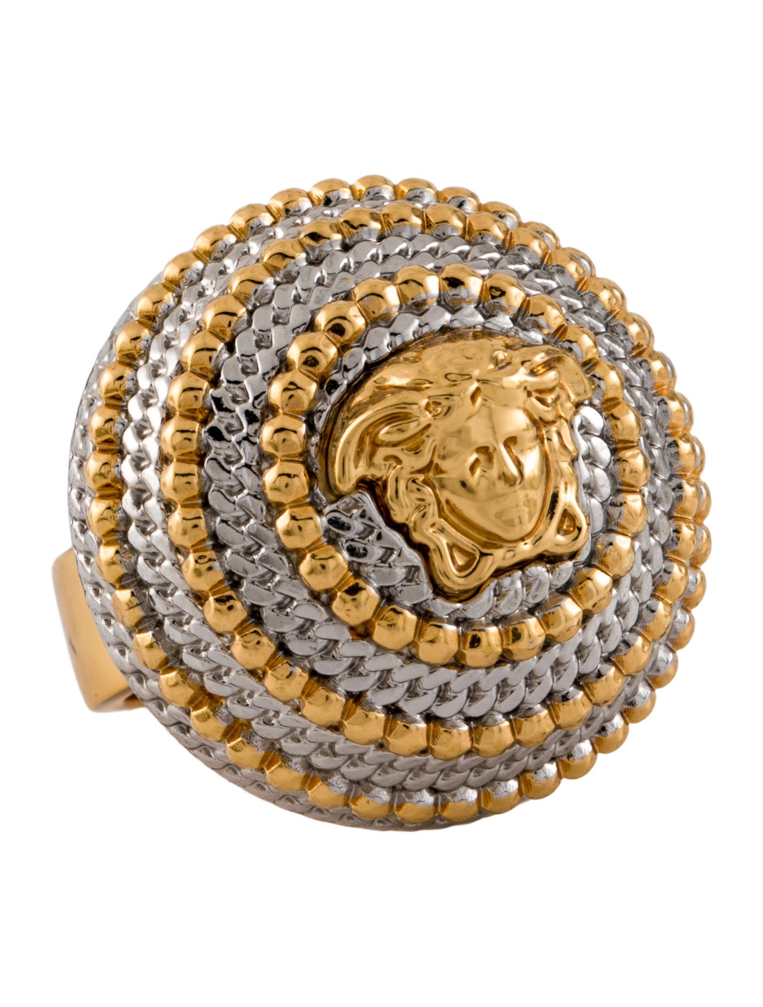 Versace Two Tone Medusa Cocktail Ring