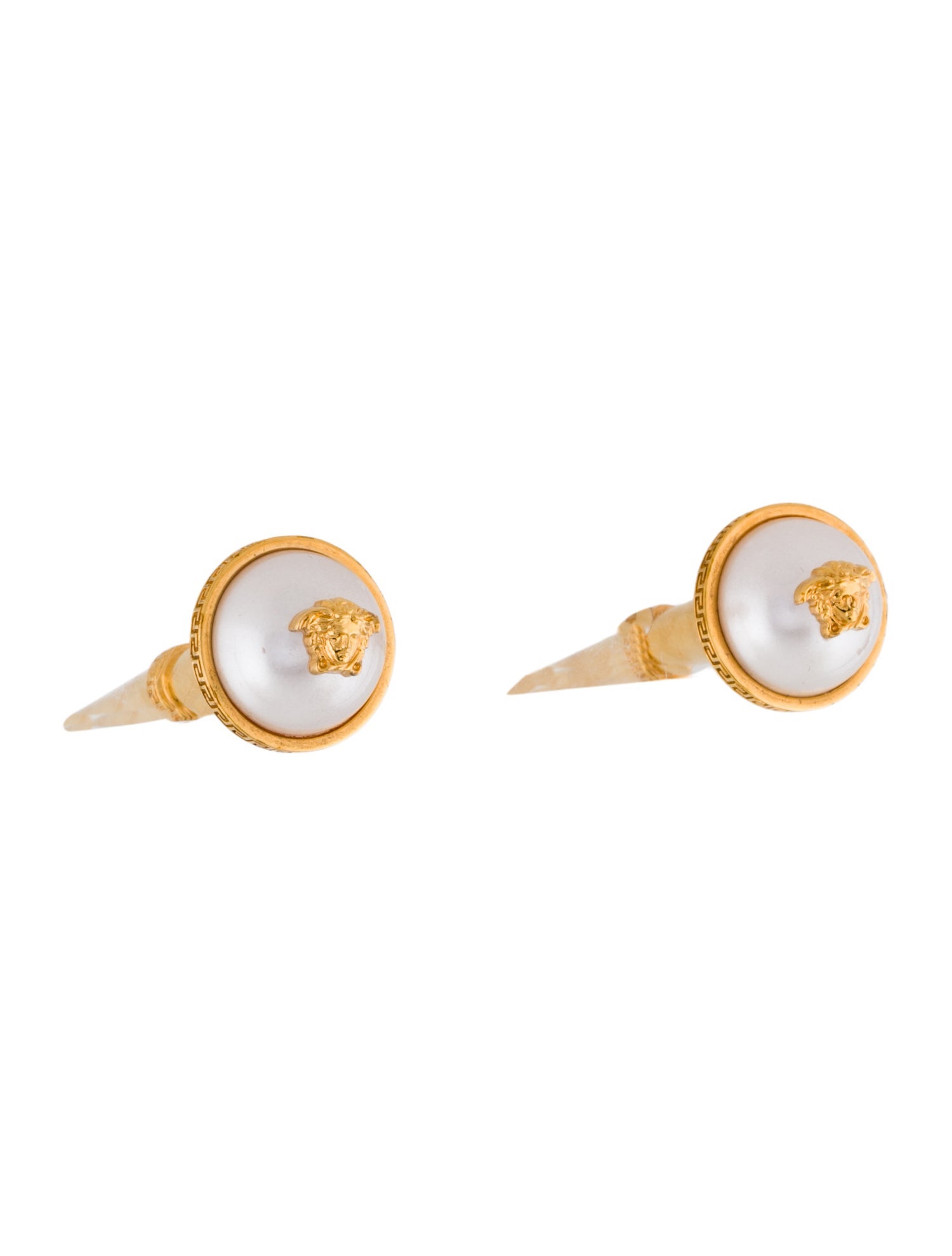 Versace Faux Pearl Stud Earrings