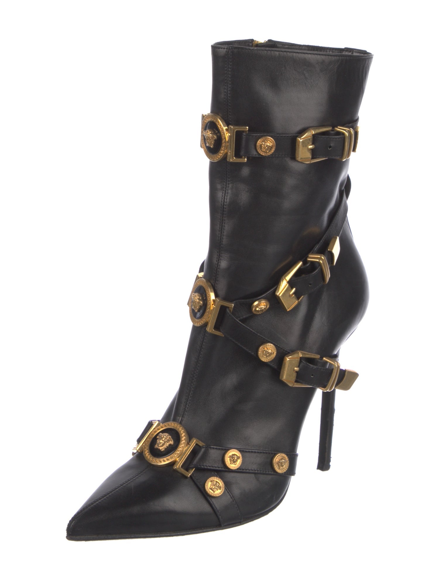 Versace Medusa Insignia Leather Boots