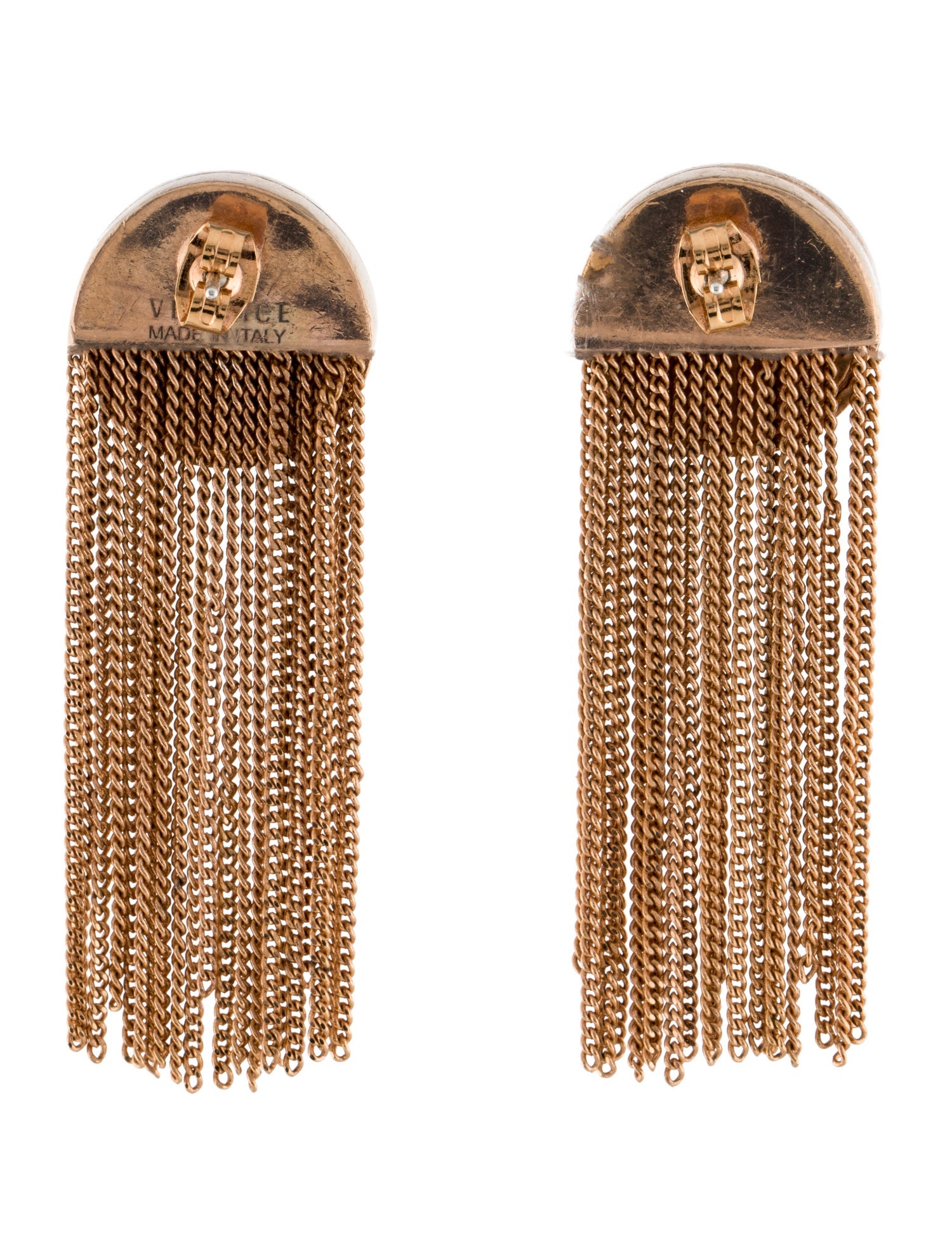 Versace Fringe Medusa Tassel Drop Earrings