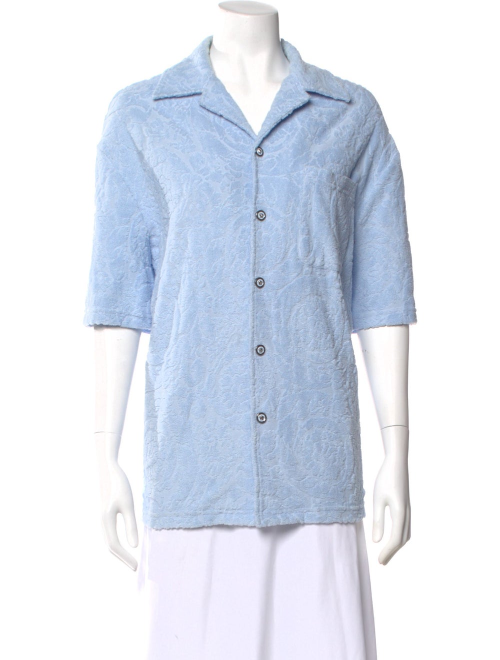 Versace Patterned Short Sleeve Button-Up Top - image 1