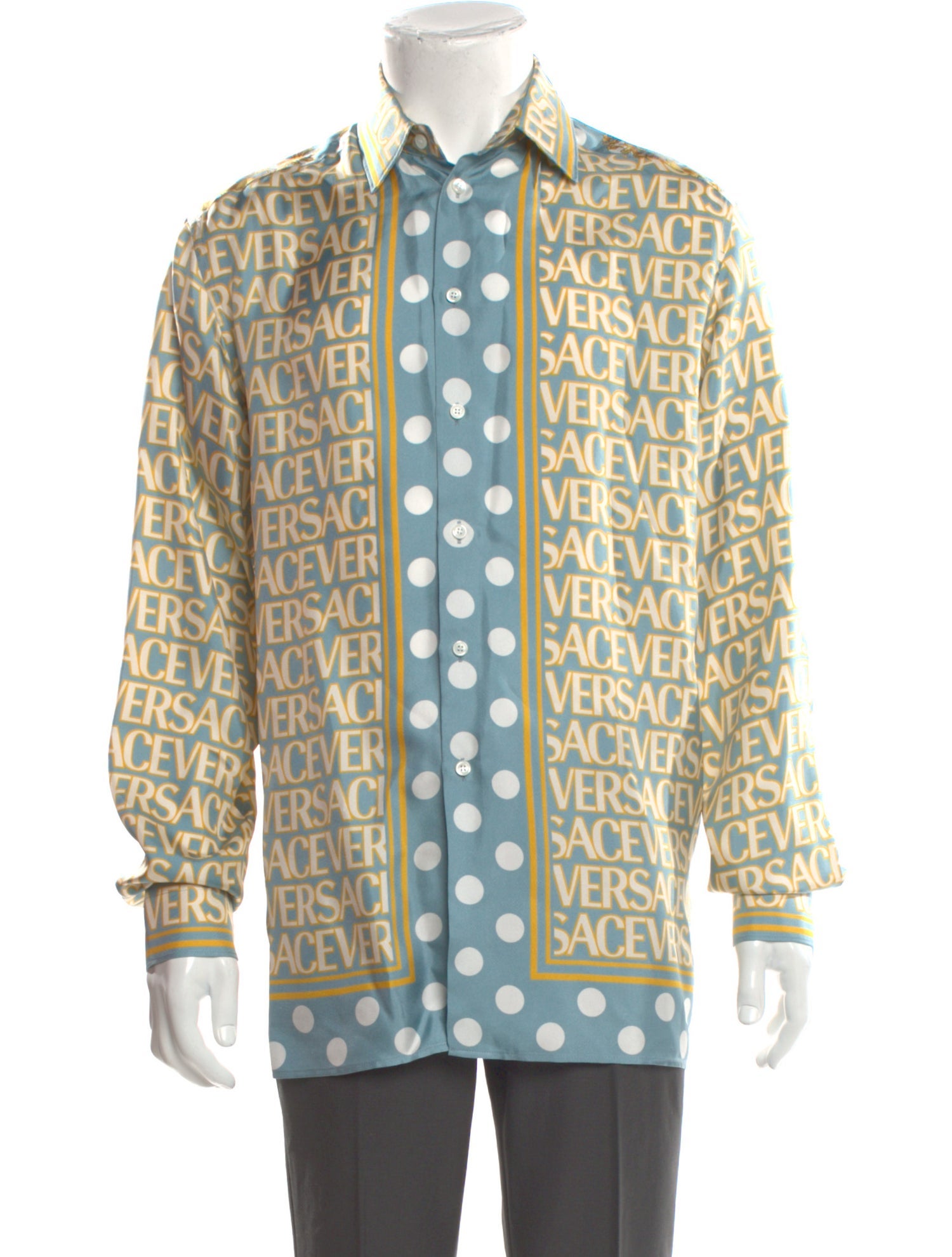 Versace Silk Plaid Print Shirt