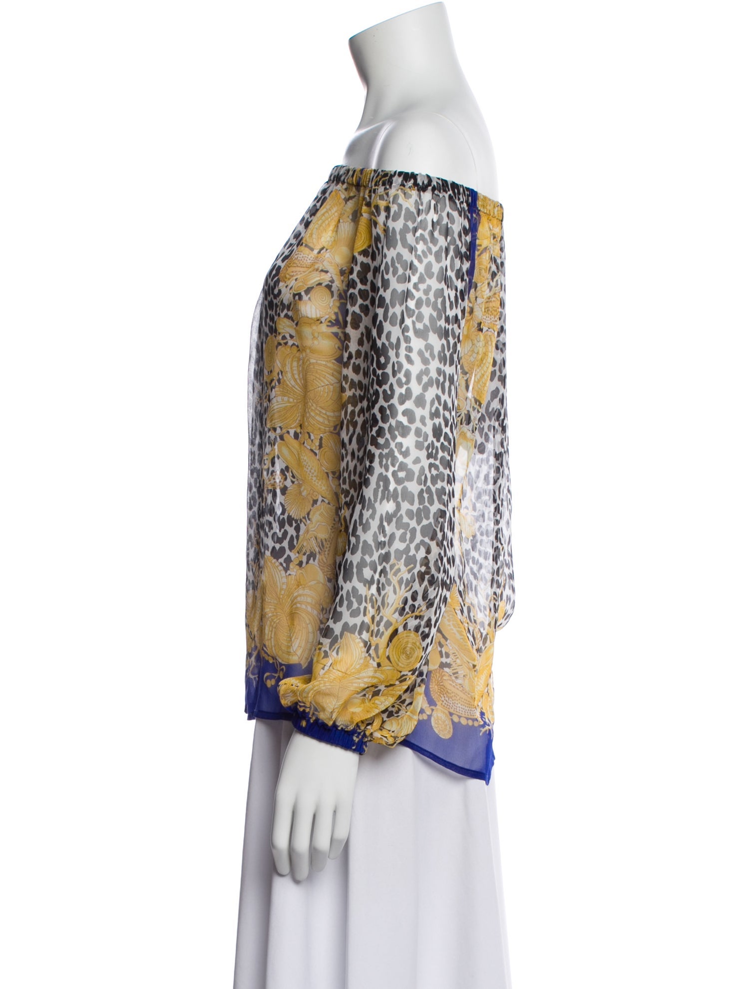 Versace Animal Print Off-The-Shoulder Blouse
