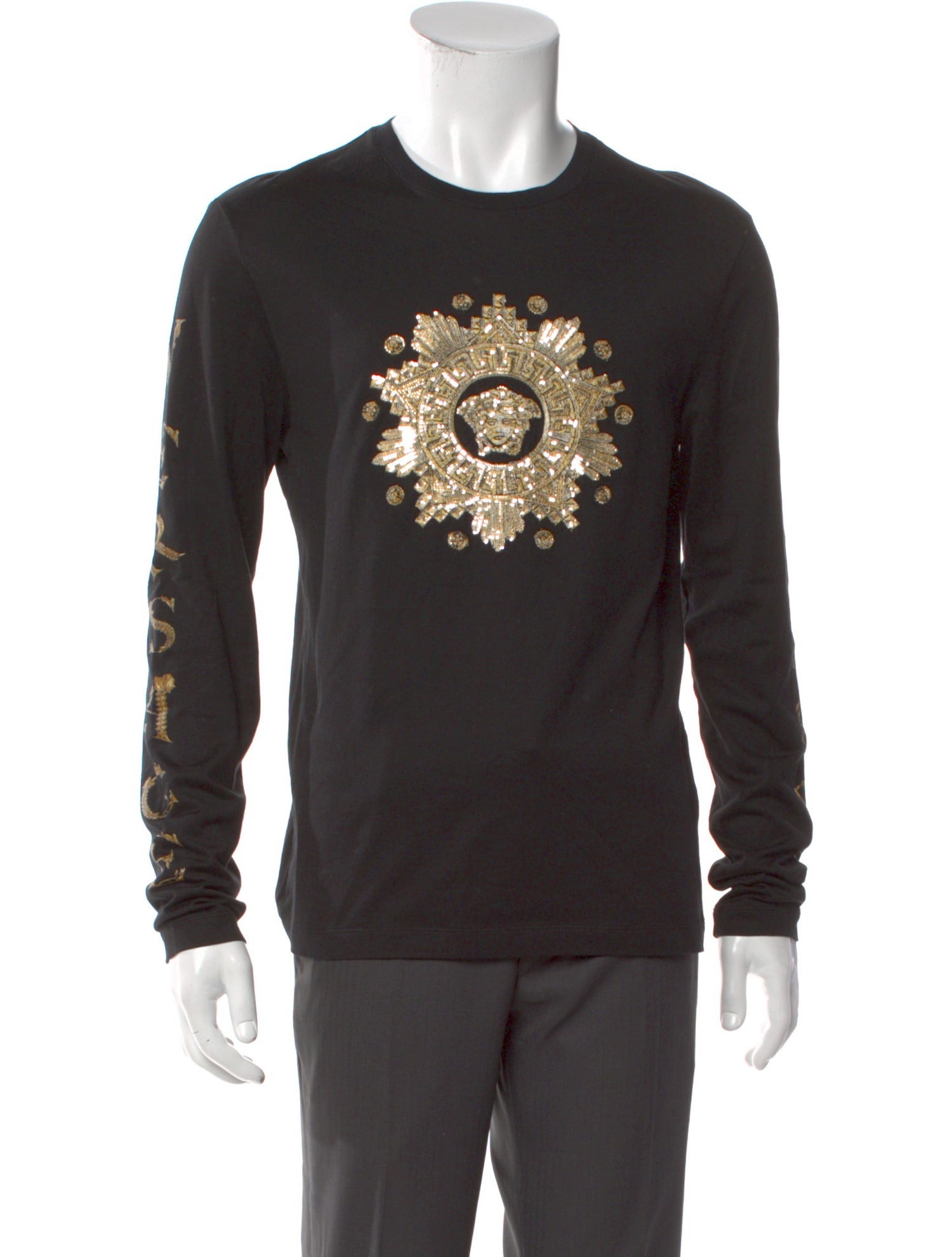 Versace Printed Crew Neck Henley